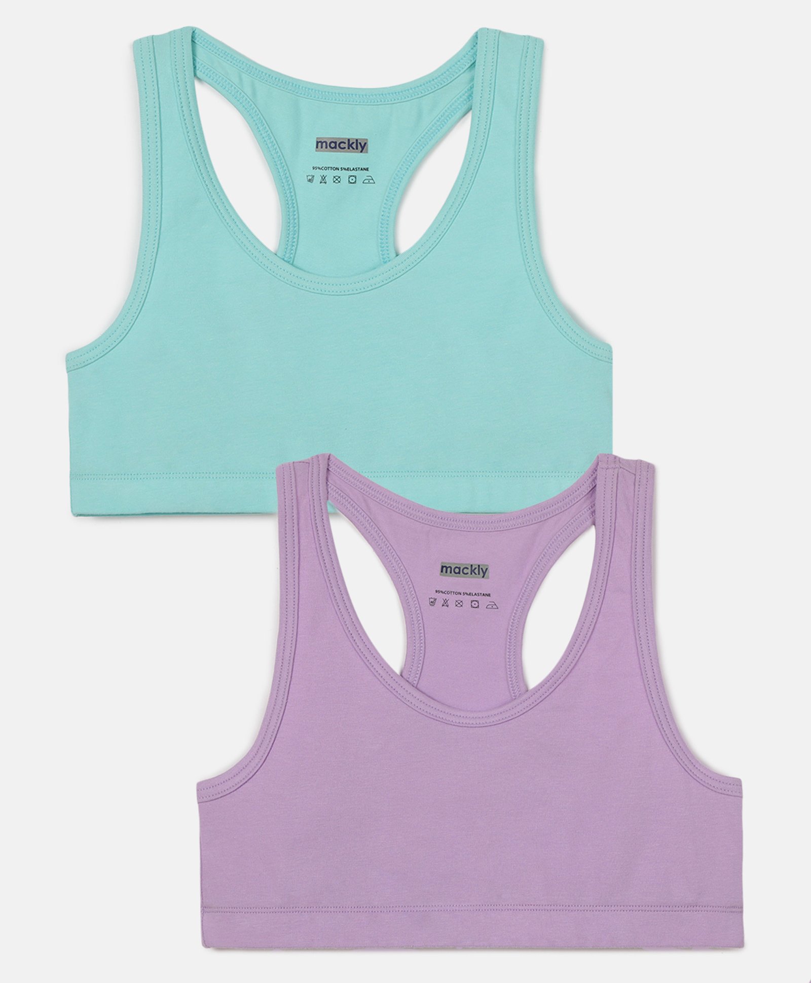 Mackly Pack Of 2 Solid Cotton Trainer Bras  - Green & Purple-picture-27