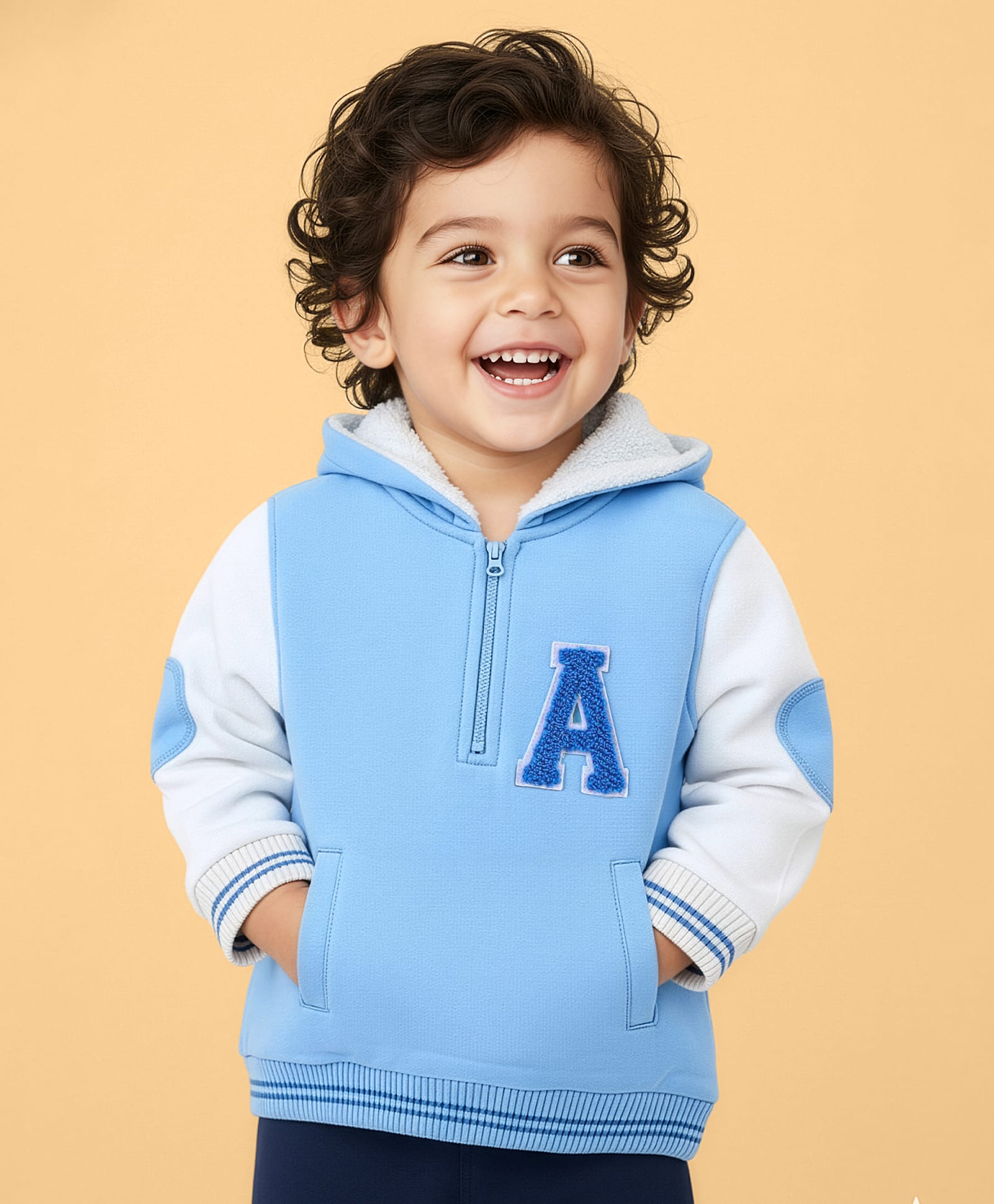 Babyoye 100% Cotton Knit Full Sleeves Sweatshirt With Alphabet Embroidery - Blue-picture-23