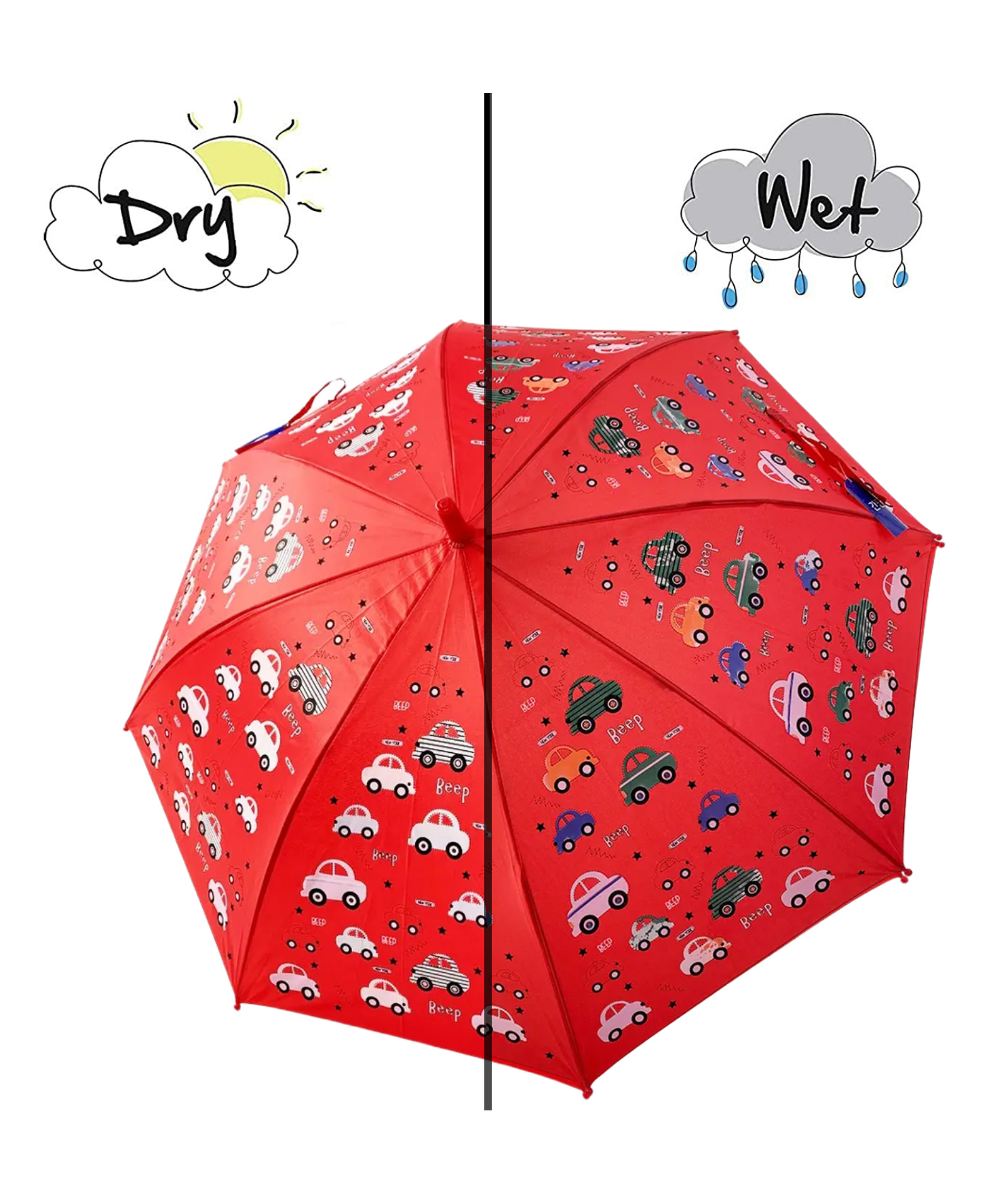 KARBD Colour Changing Auto Open Magic Umbrella Car Beep Design - Red-image-10