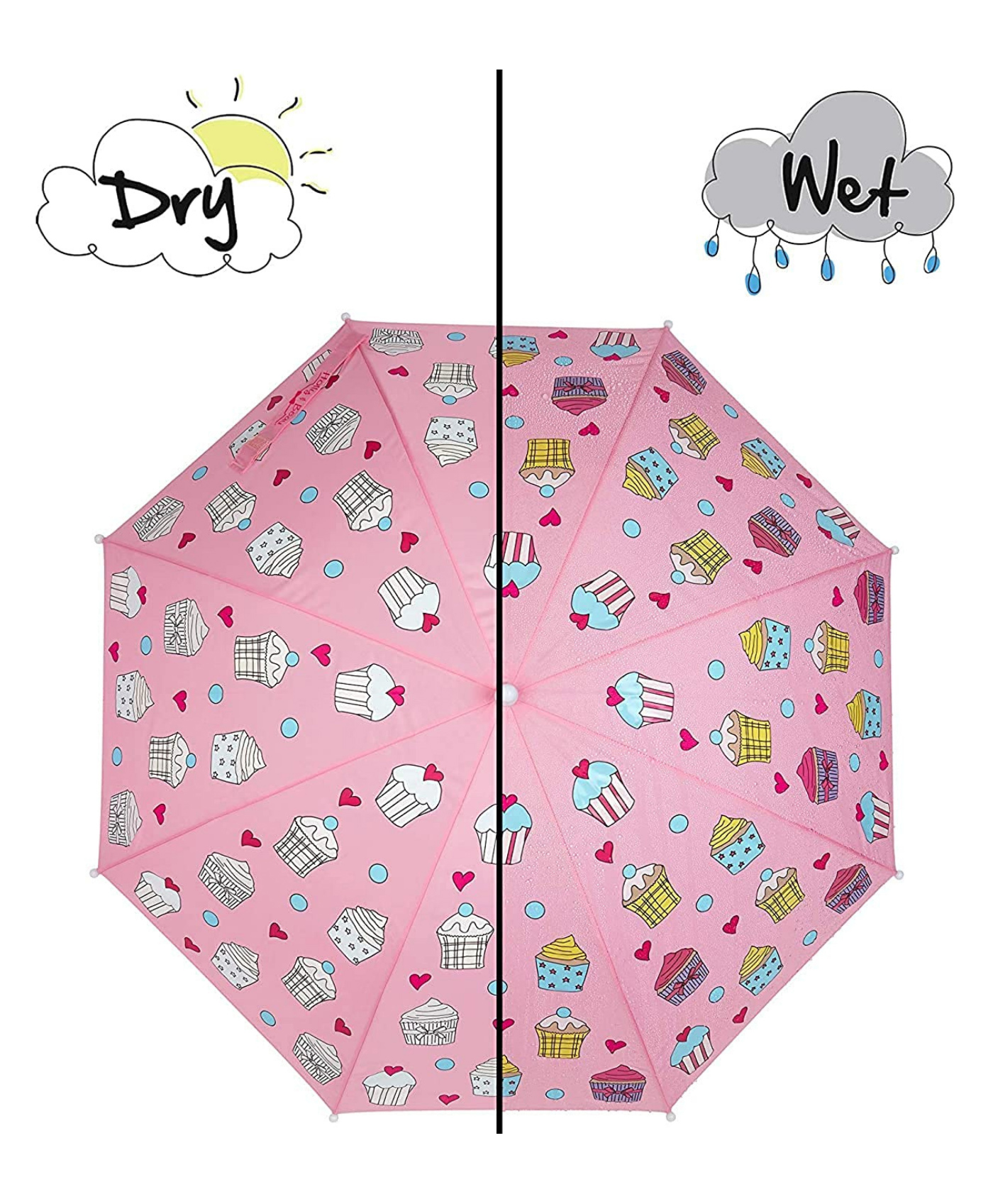 KARBD Colour Changing Auto Open Magic Umbrella Cup Cake Design - Light Pink