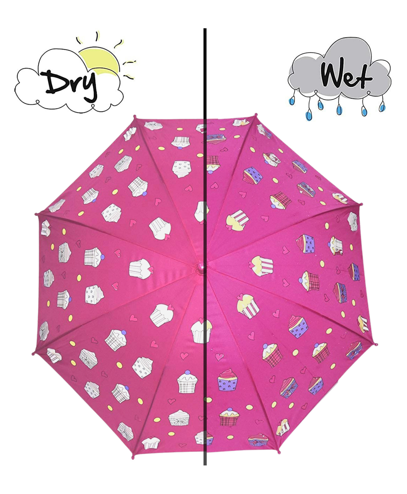 KARBD Colour Changing Auto Open Magic Umbrella Cup Cake Design - Dark Pink-picture-26