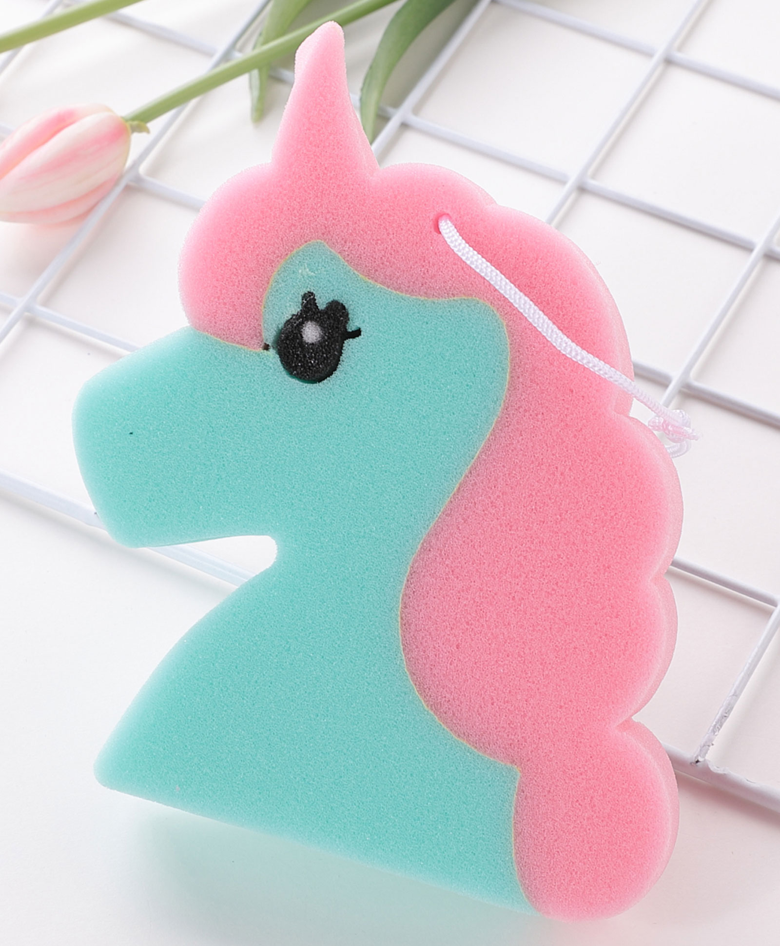 babyhug Unicorn Shaped Bath Loofah - Green & Pink-picture-21