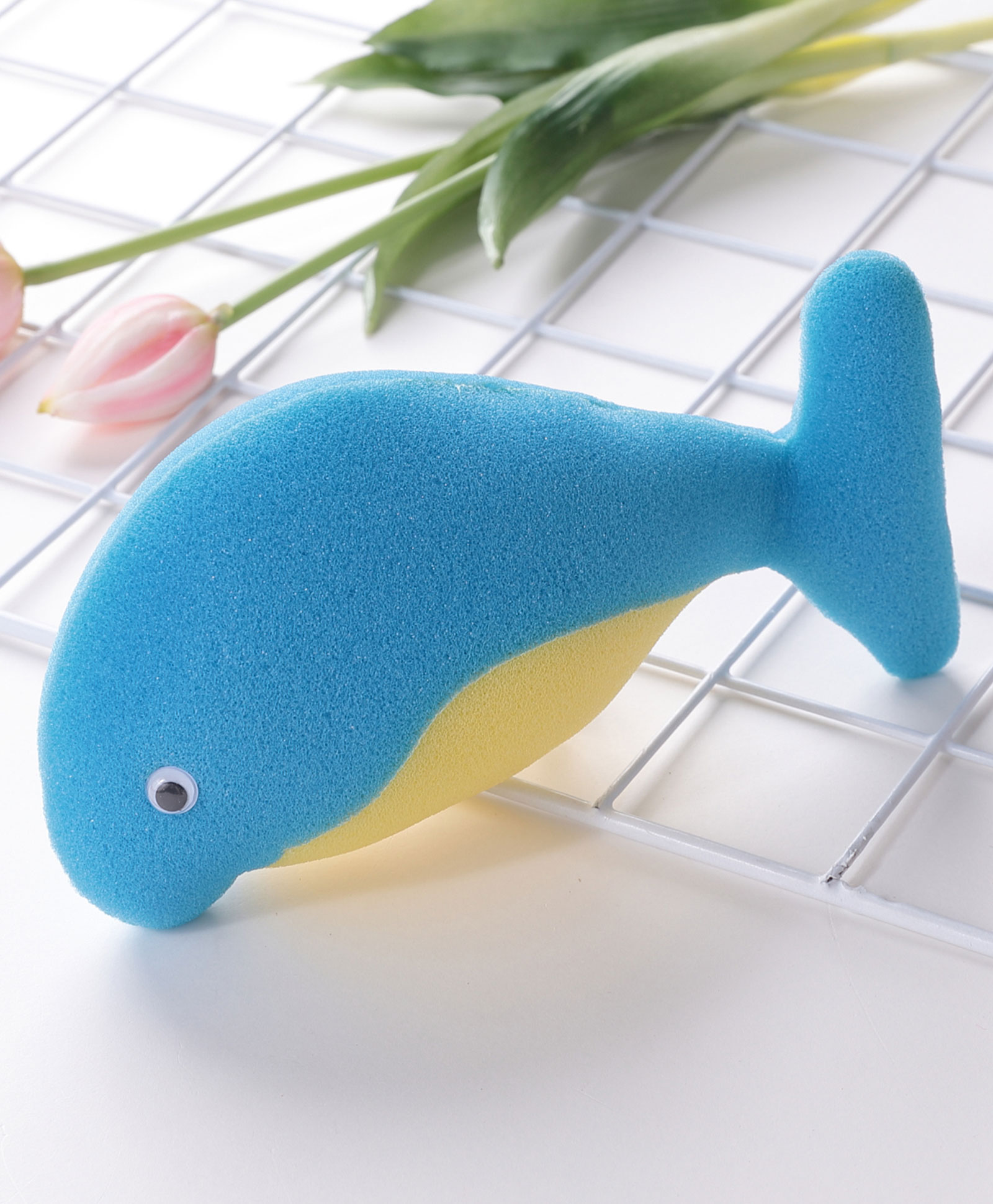 fab n funky Dolphin Shaped Bath Loofah - Blue & White-picture-11