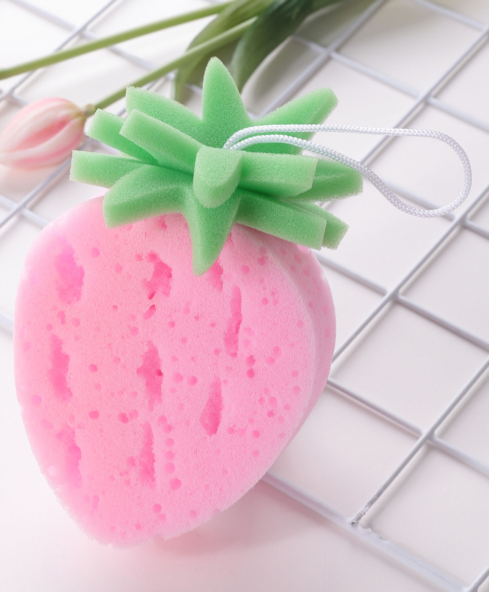 Strawberry Shaped Bath Sponge- Pink-image-7