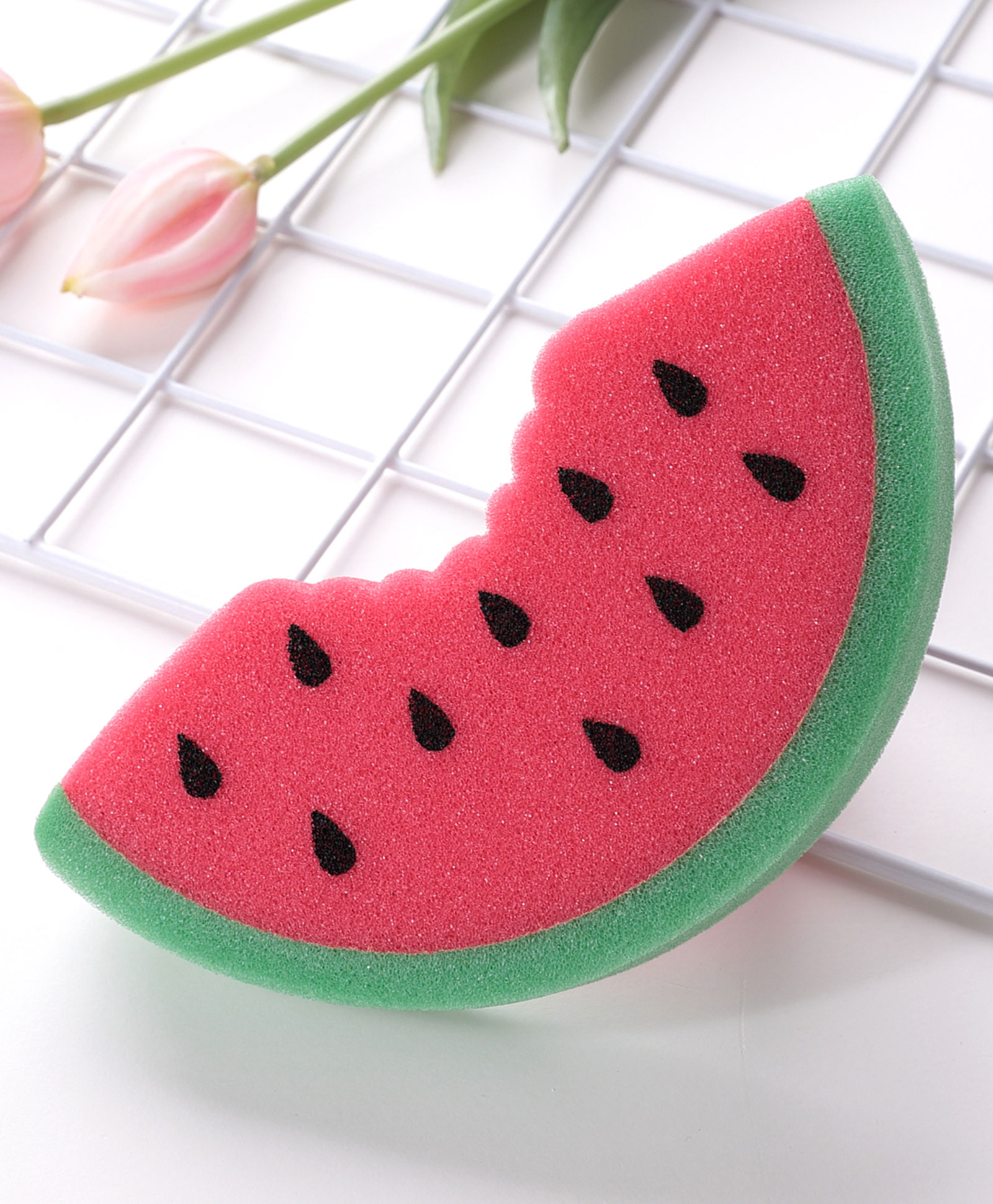 Watermelon Shaped Bath Loofah - Red & Black-image-48