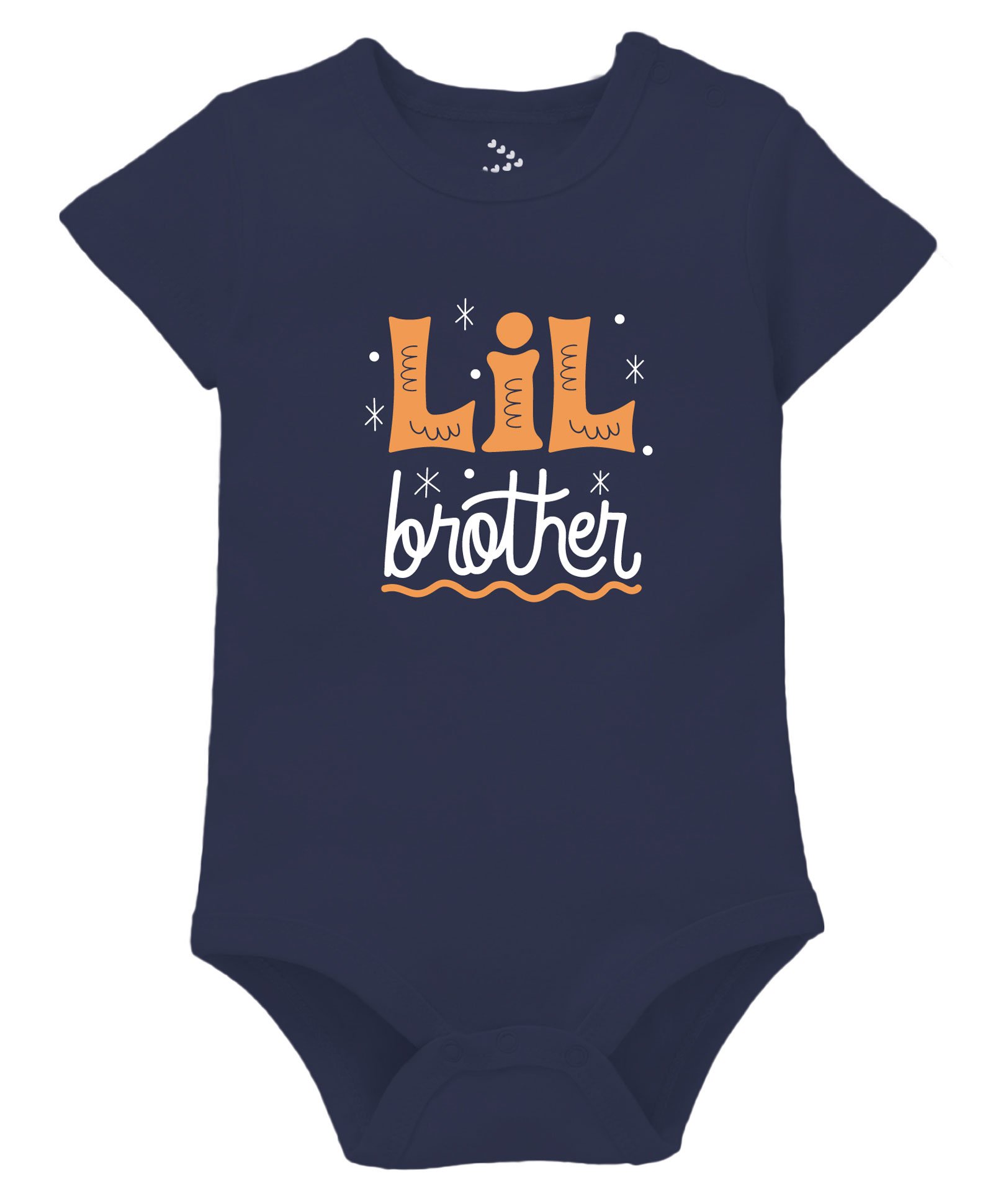 Zeezeezoo Half Sleeves Sibling Theme Little Brother Printed Onesie - Navy Blue-picture-10