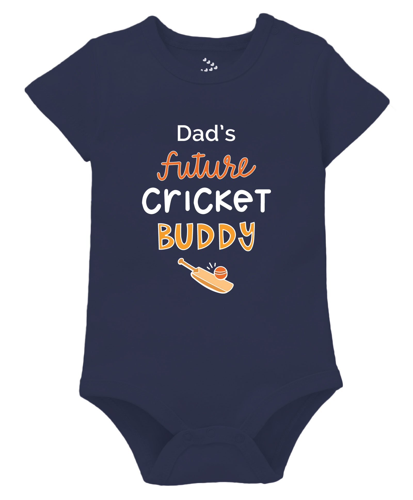 Zeezeezoo Half Sleeves Dad & Cricket Theme Dad's Future Cricket Buddy Printed Onesie - Navy Blue-image-46