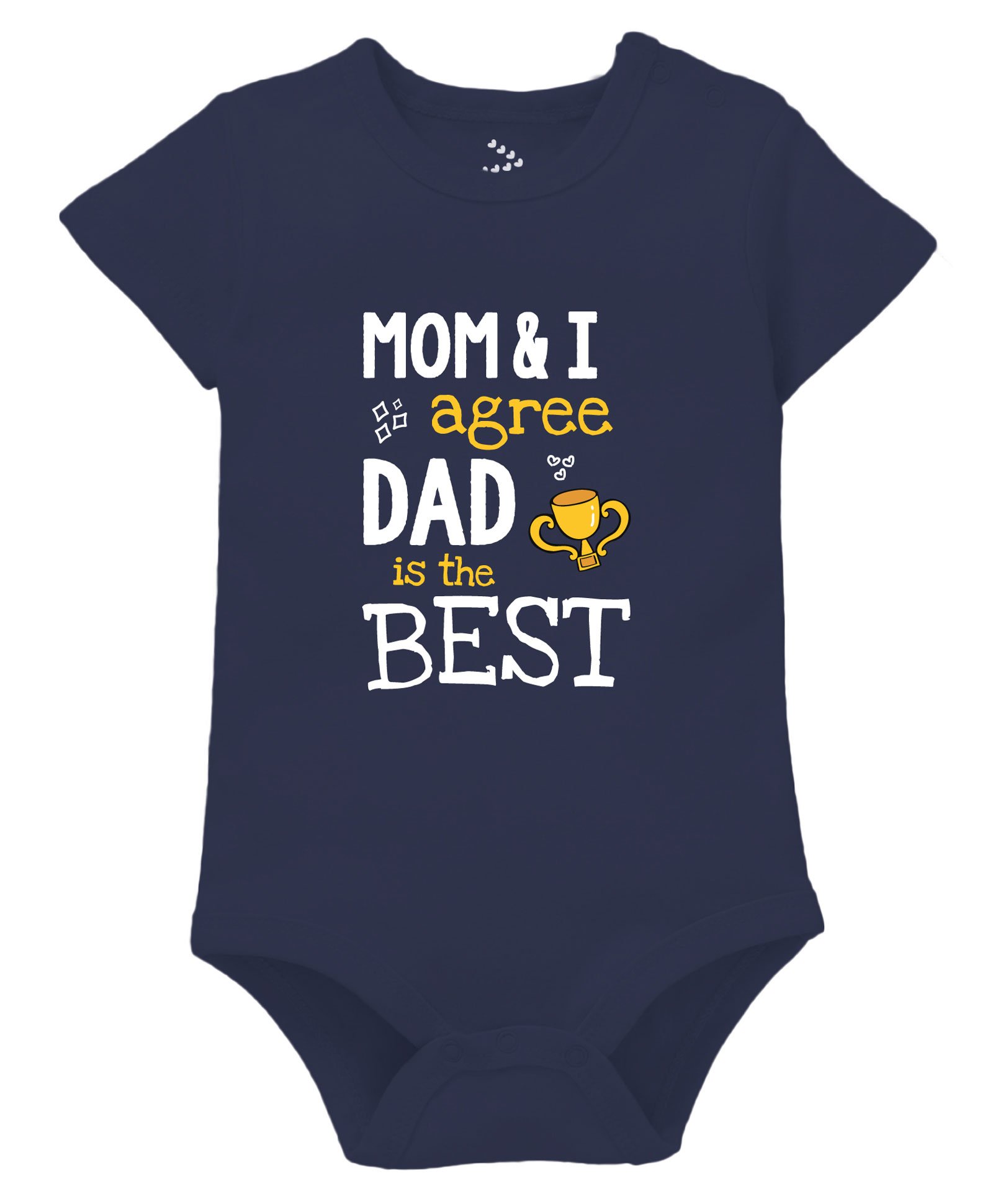 Zeezeezoo Fathers Day Theme Half Sleeves Mom & I Agree Dad Is The Best Text Printed Onesie - Navy Blue-picture-3