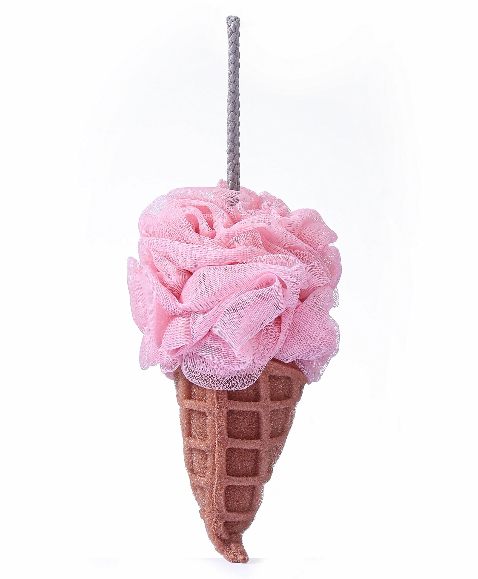 Ice Cream Shaped Bath Loofah -Pink & Brown-image-6
