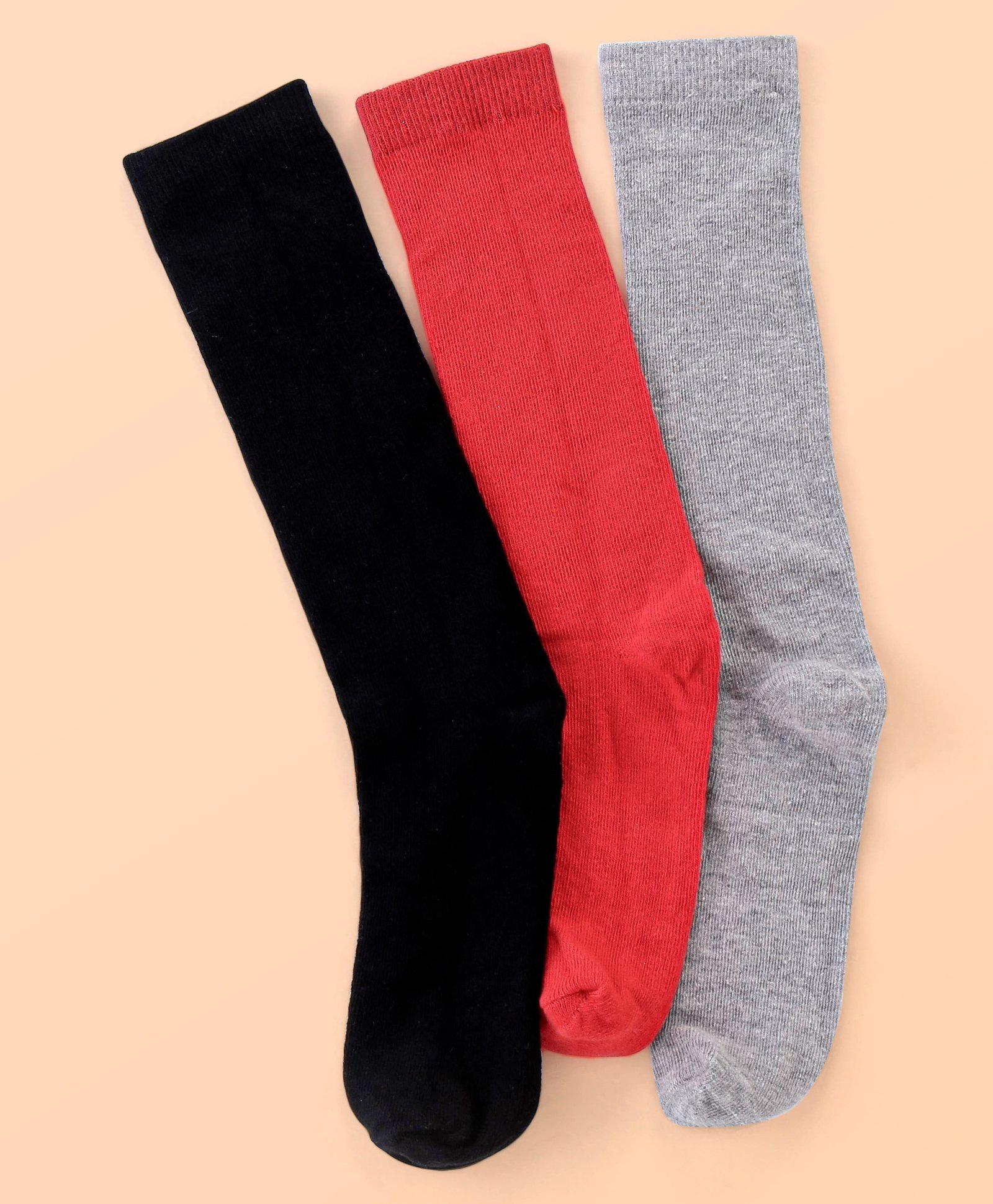 Pine Kids Knee Length Socks with Antimicrobial Finish Solid Colors Pack of 3 (Color May Vary)-picture-10