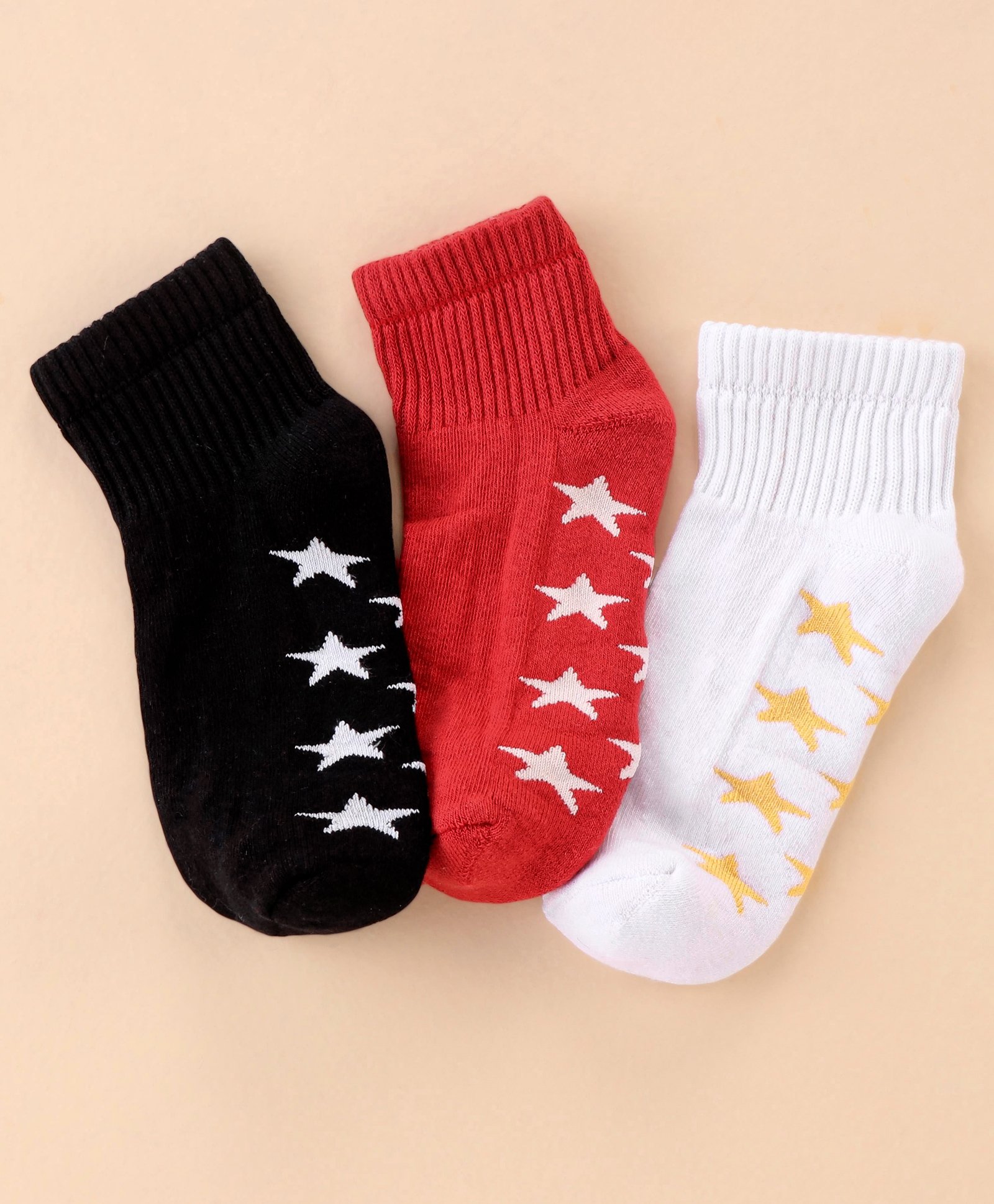 Pine Kids Cotton Ankle Length Socks With Silvadur Antimicrobial Finish Stars Design Pack Of 3 (Color May Vary)-image-48