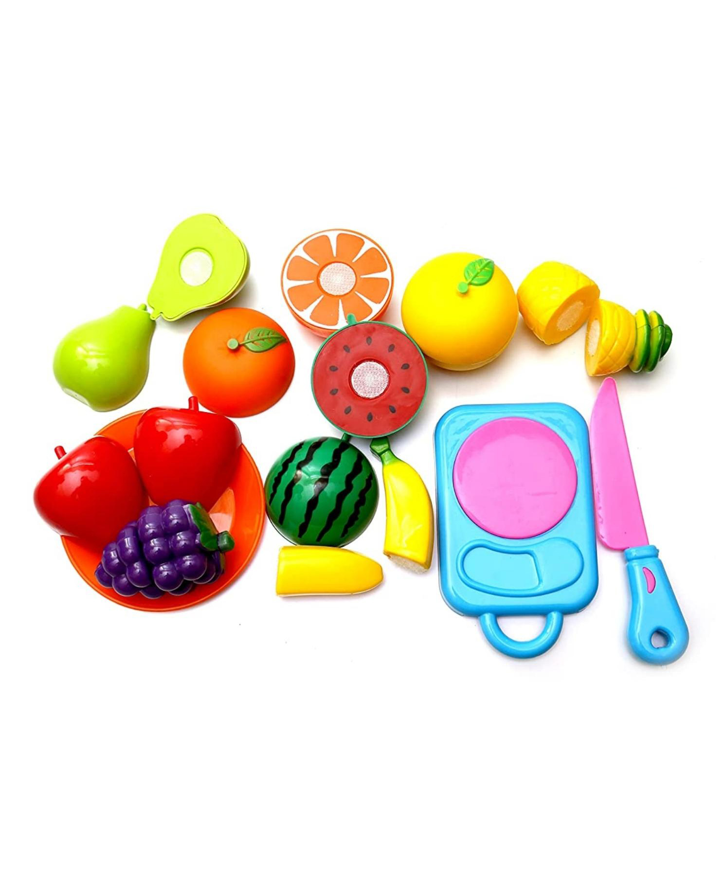 Kids Mandi Collections Realistic Sliceable Fruits And Vegetables Cutting Play Kitchen Set Various Fruits, Vegetables,Knives And Cutting Boards Multicolor - 12 Pieces-image-13