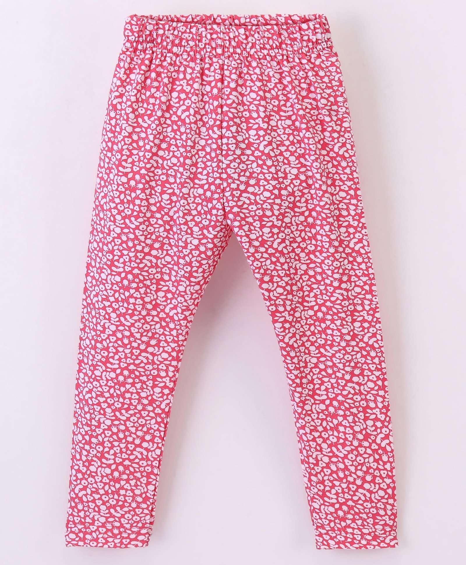 Fido Single Jersey Cotton Knit Full Length Leggings Floral Print - Pink-picture-17