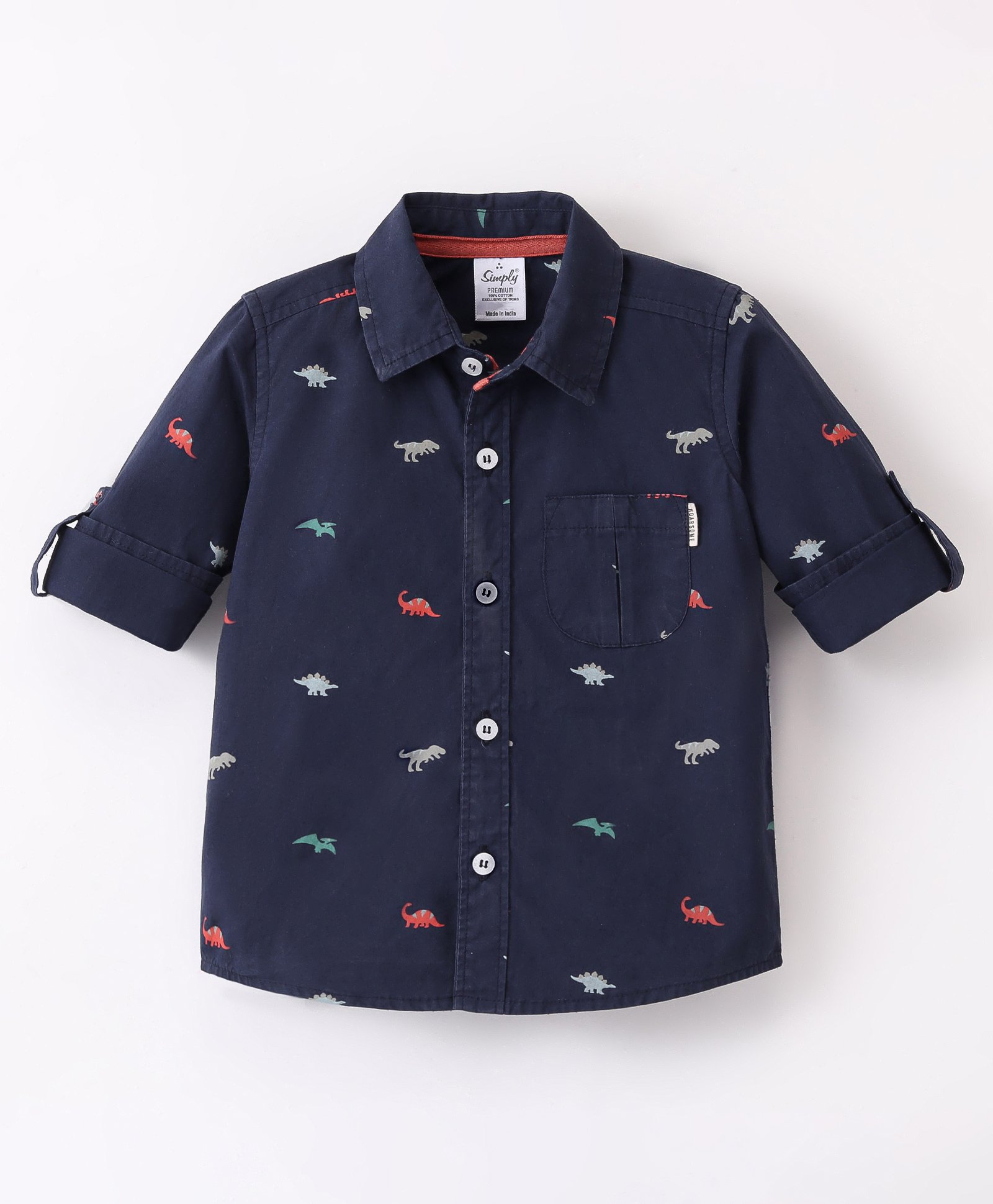 Simply Premium Cotton Full Sleeves Shirt Dino Print- Navy Blue-picture-29