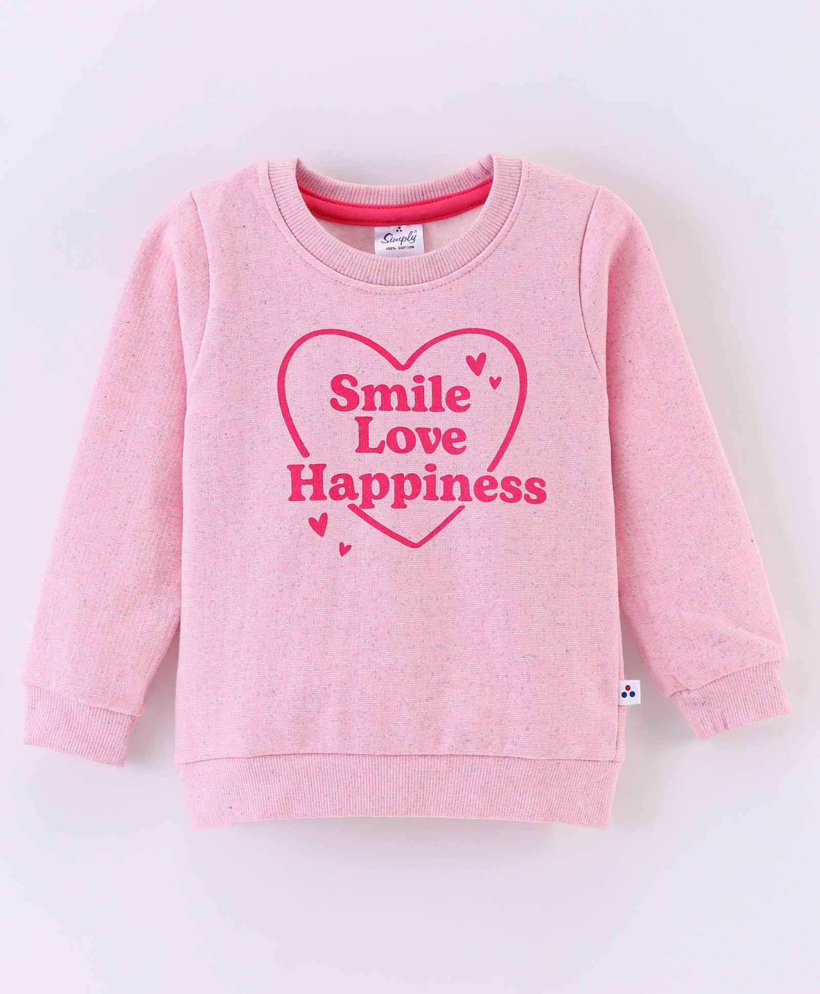 Simply Cotton Looper Full Sleeves Sweatshirt Text Print- Pink-image-35