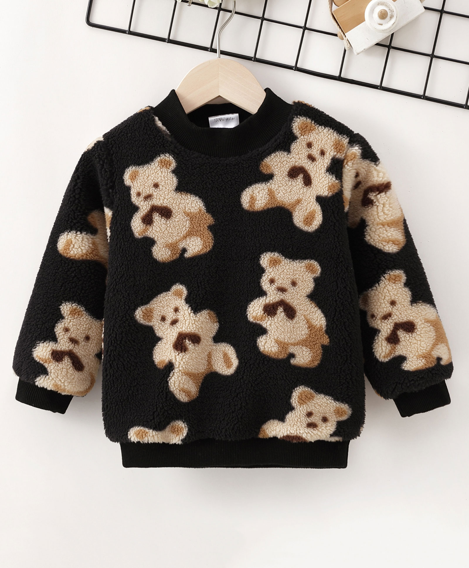 Kookie Kids Full Sleeves Sweatshirt Teddy Print - Black-image-34
