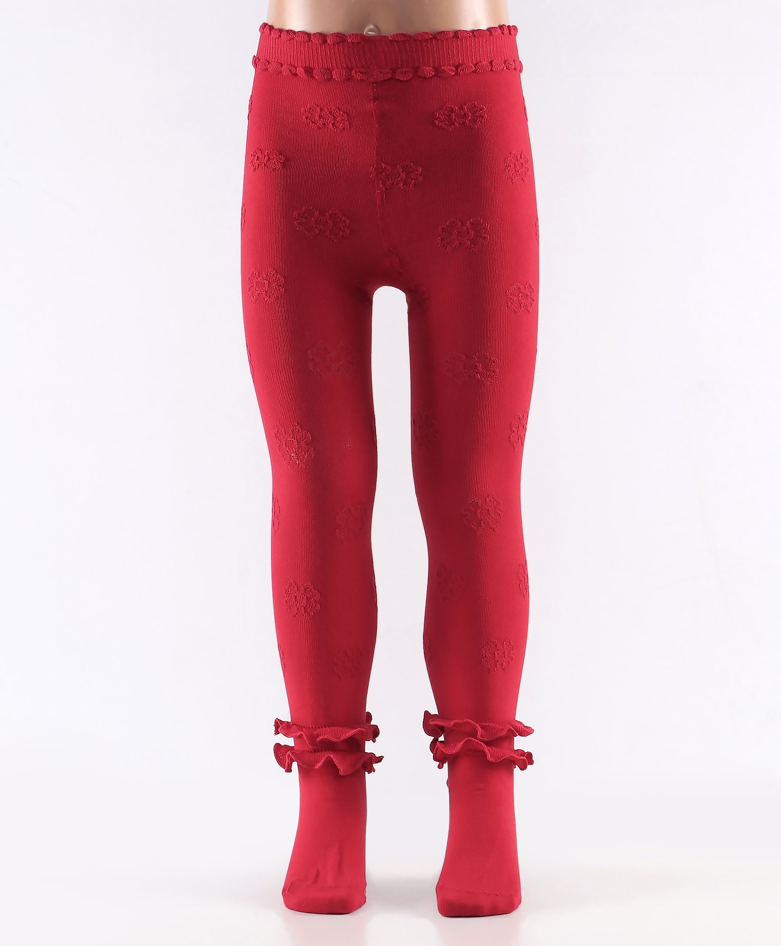 Mustang Cotton Full Length Footie Tights Floral Design - Red-picture-14