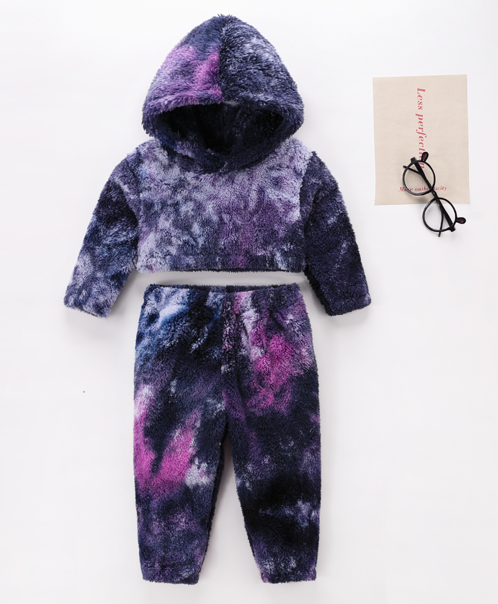 Kookie Kids Full Sleeves Hooded Winter Wear Suit Tie & Dye Design - Purple-image-30