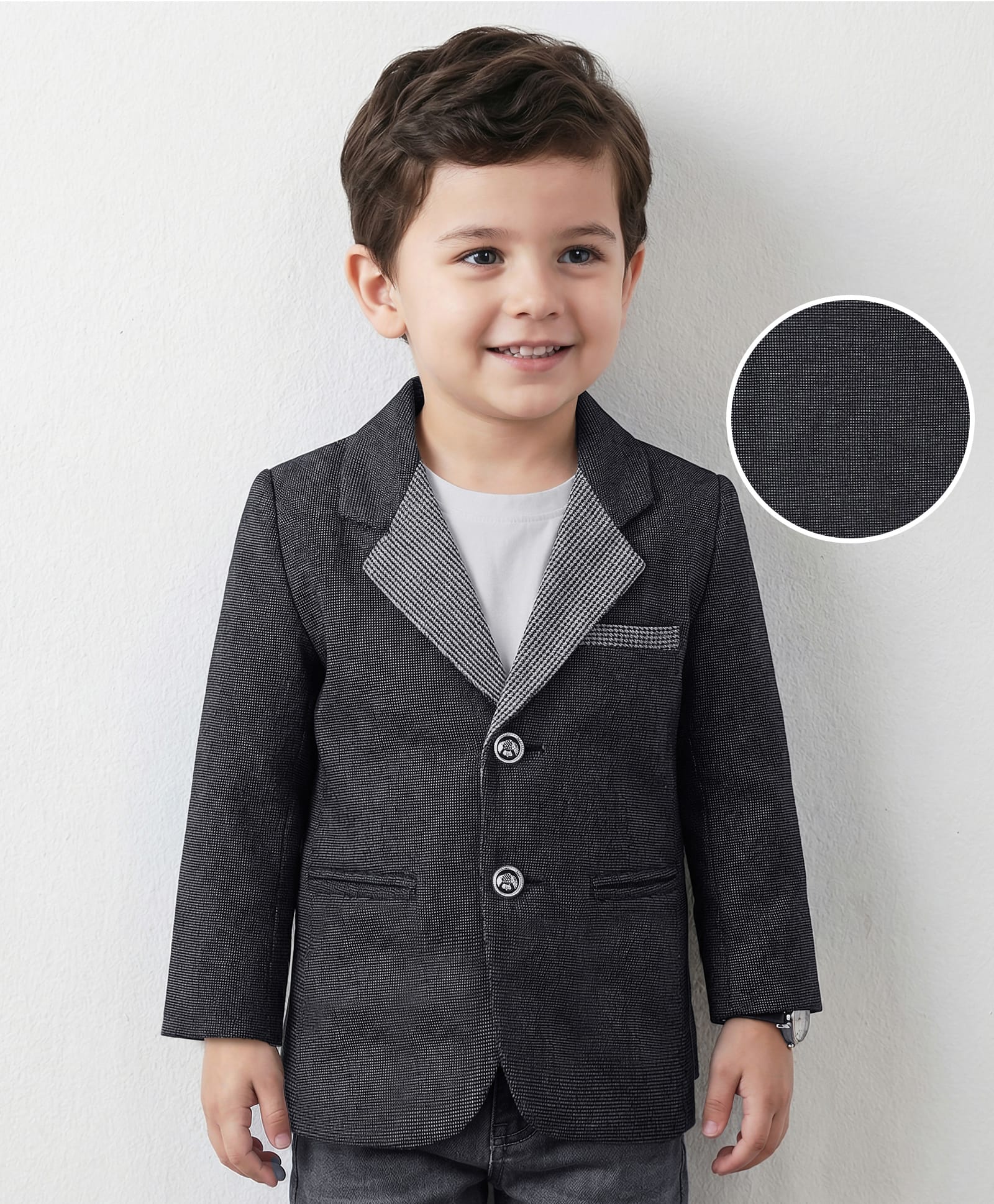 Mark & Mia Full Sleeves Party Blazer with Pocket & Contrast Lapel Detailing - Grey-image-0