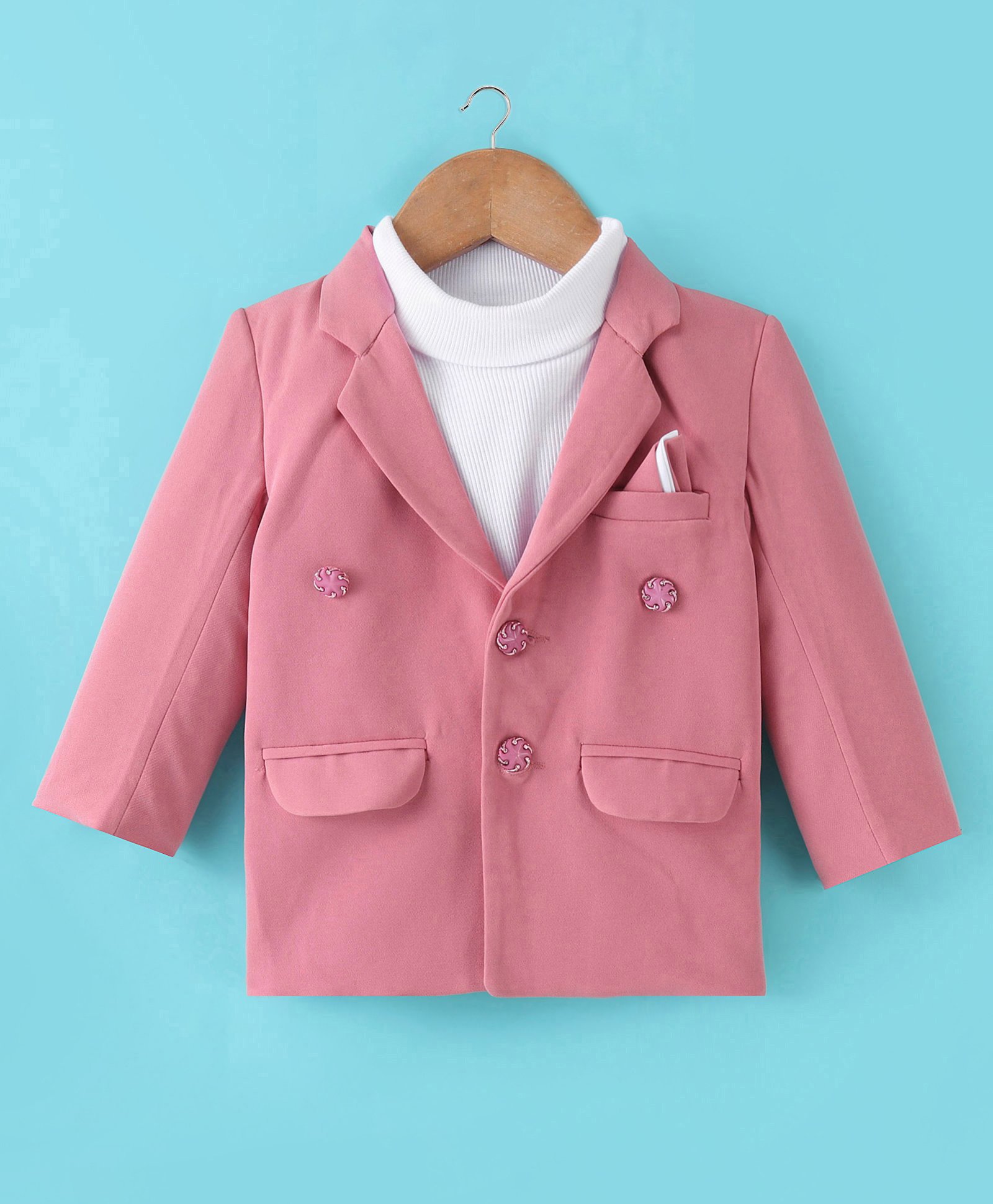 Mark & Mia Full Sleeves Solid Colour Blazer with Inner Tee with Pocket Detailing - Peach-picture-31