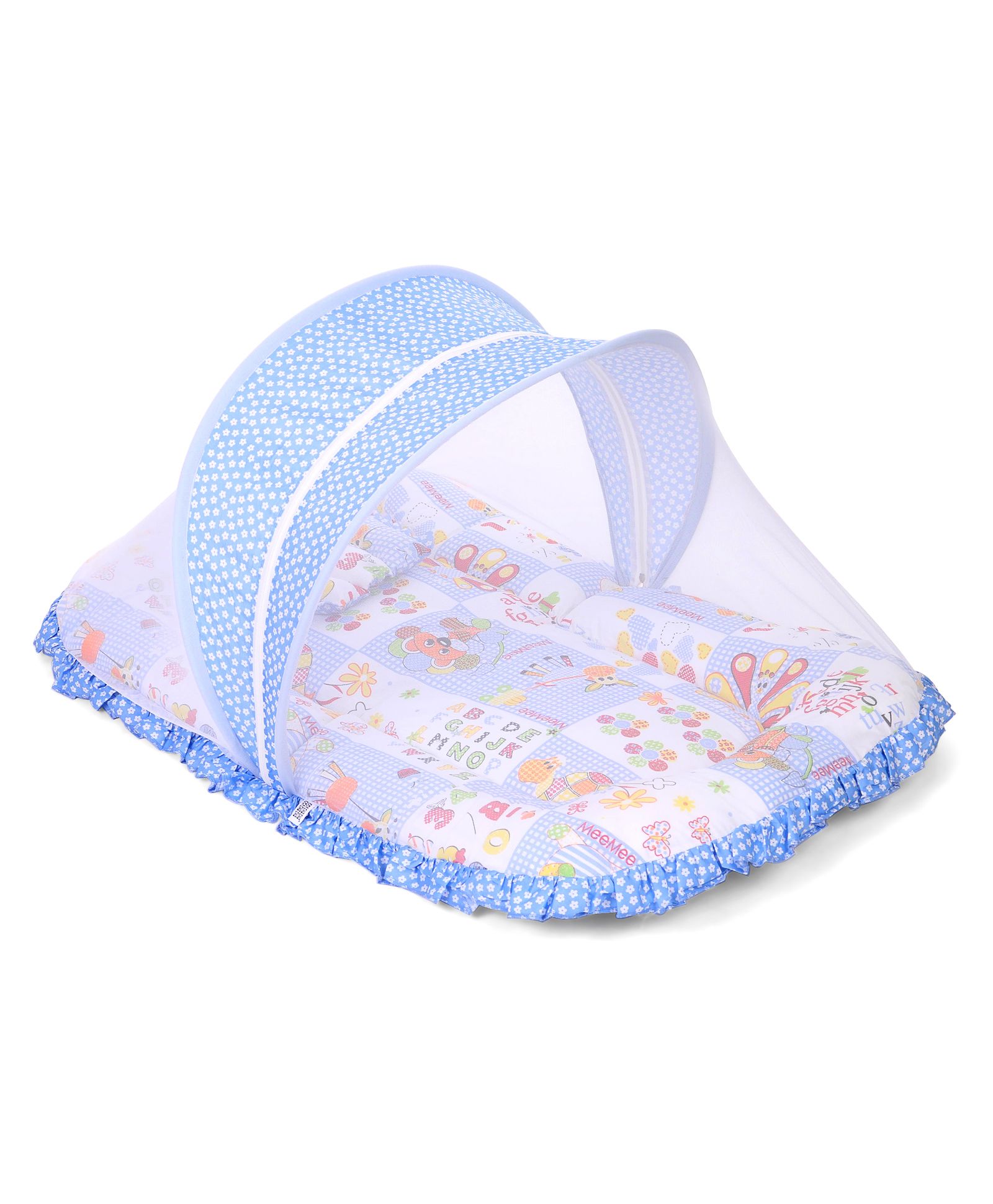 Mee Mee Mattress Set With Mosquito Net Multi Print - Sky Blue-picture-41