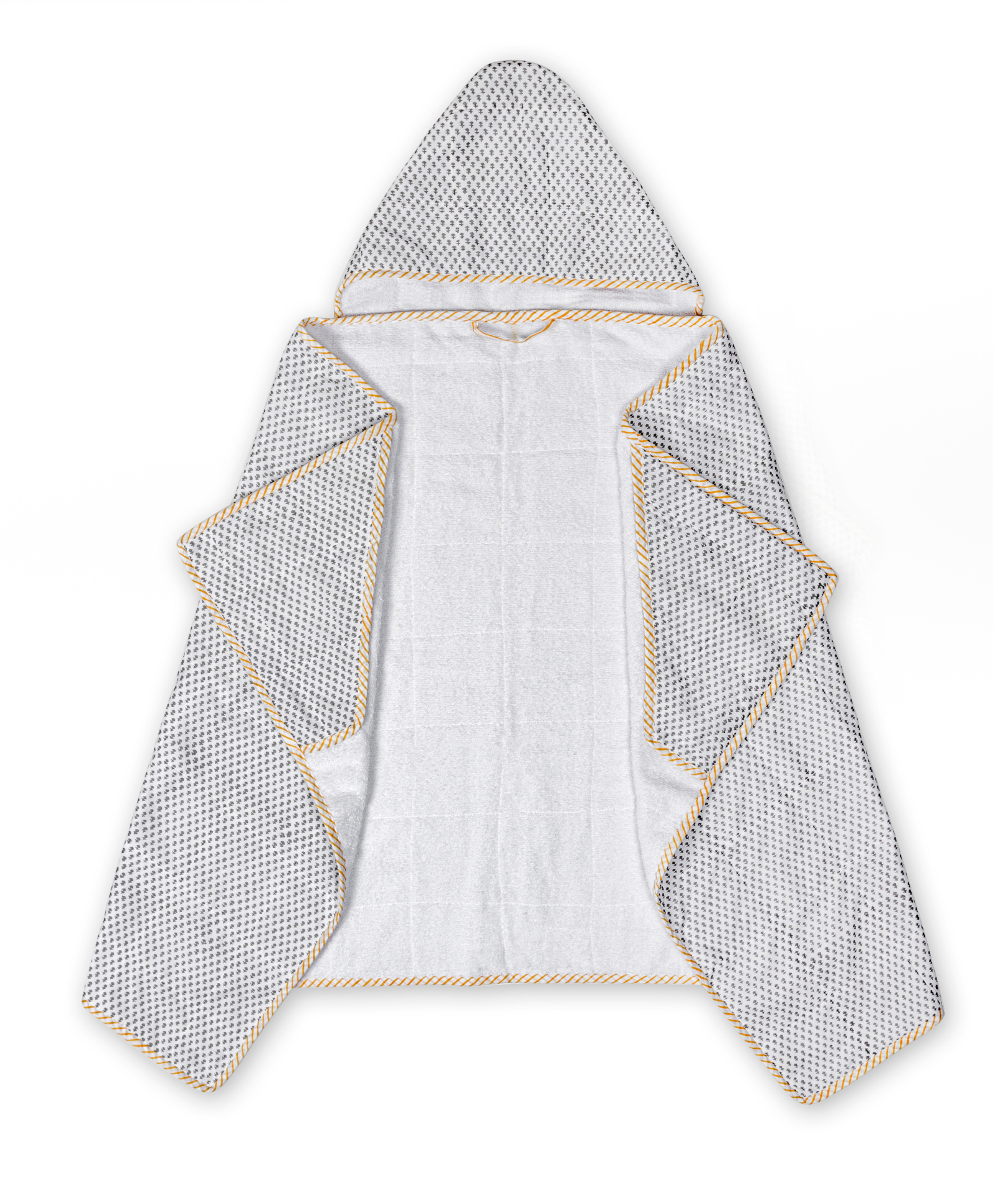 Taabartoli Hand Block Printed Hooded Towel for Kids Arrow Booti - Grey-picture-14