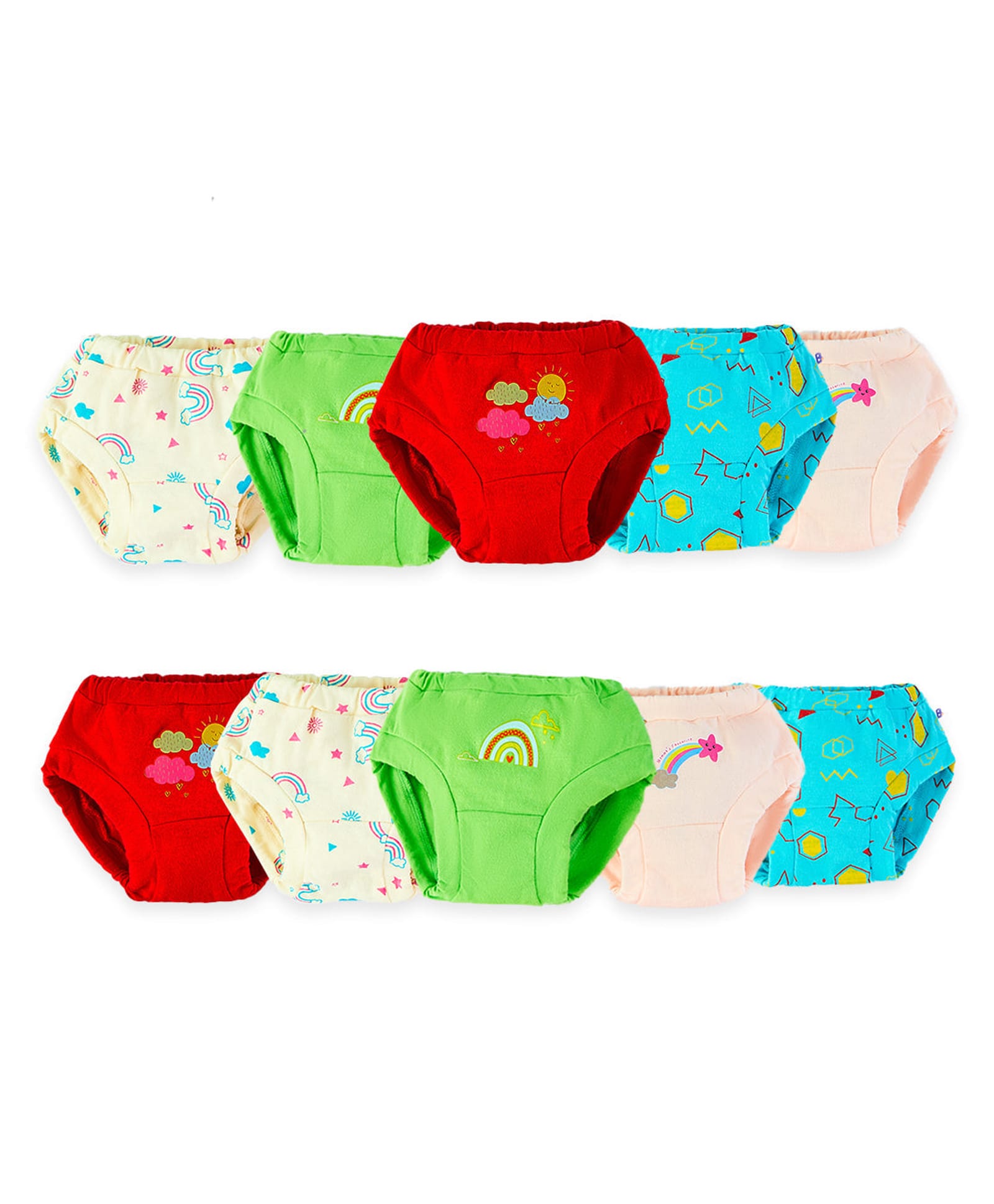 SuperBottoms Pack Of 10 Super Soft 100% Pure Cotton Breathable Briefs - Multi Colour-picture-33