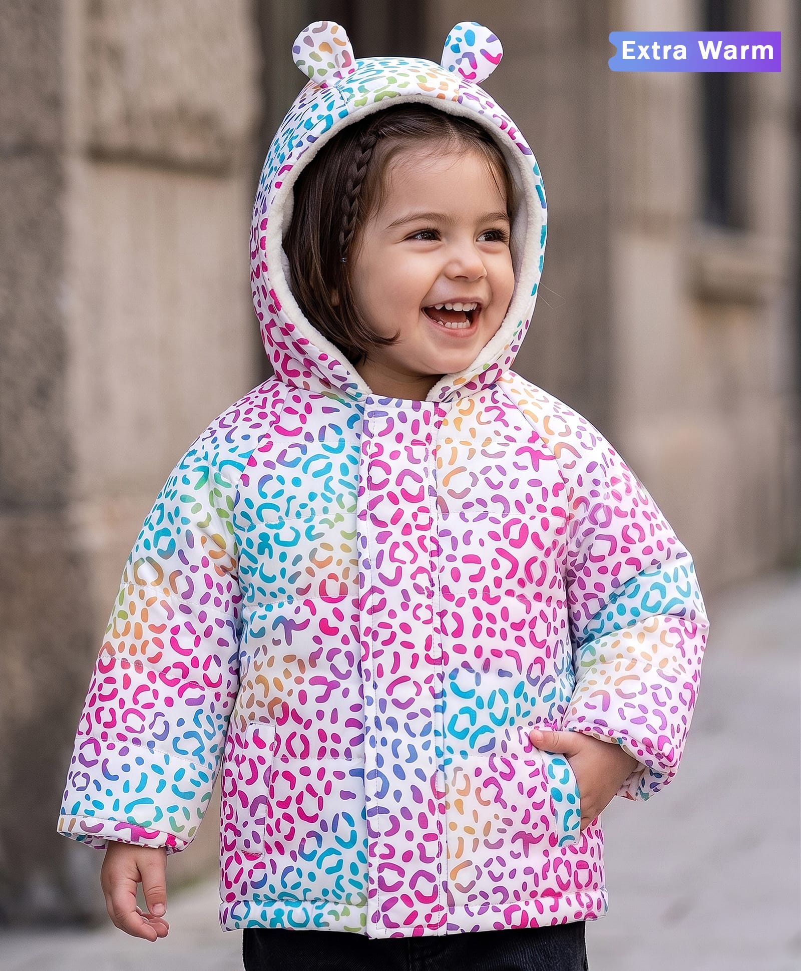 Babyoye Polar Fleece Lined Full Sleeves Abstract Printed Hooded Jacket - Mutlicolour-picture-24