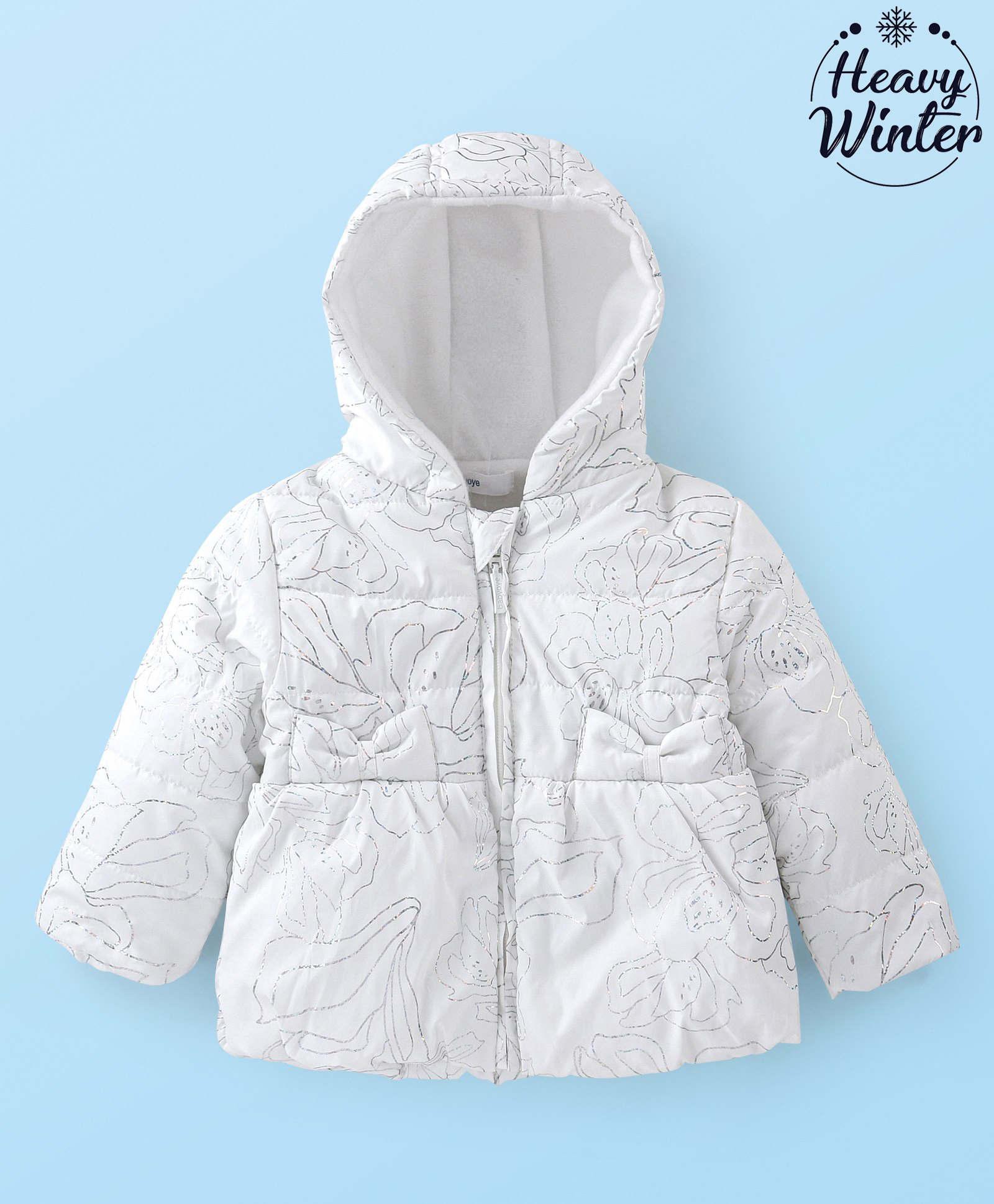 Babyoye Full Sleeves Floral Printed Hooded Jacket - White-picture-14