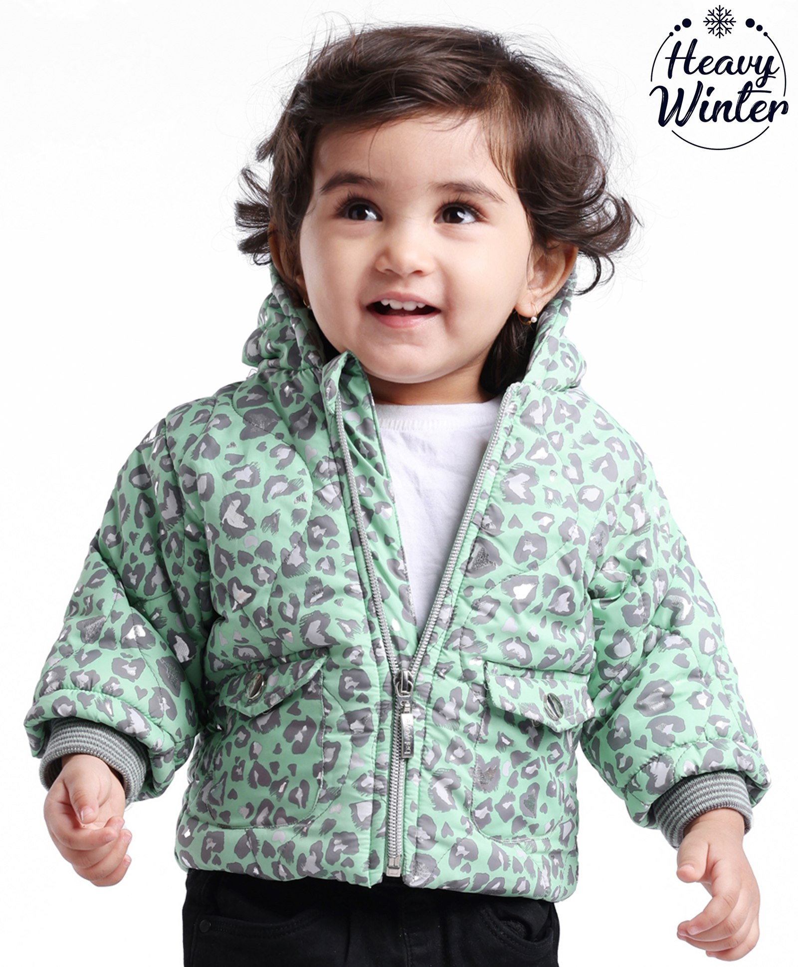 Babyoye Woven Full Sleeves Jackets With Leopard Print - Green-picture-11