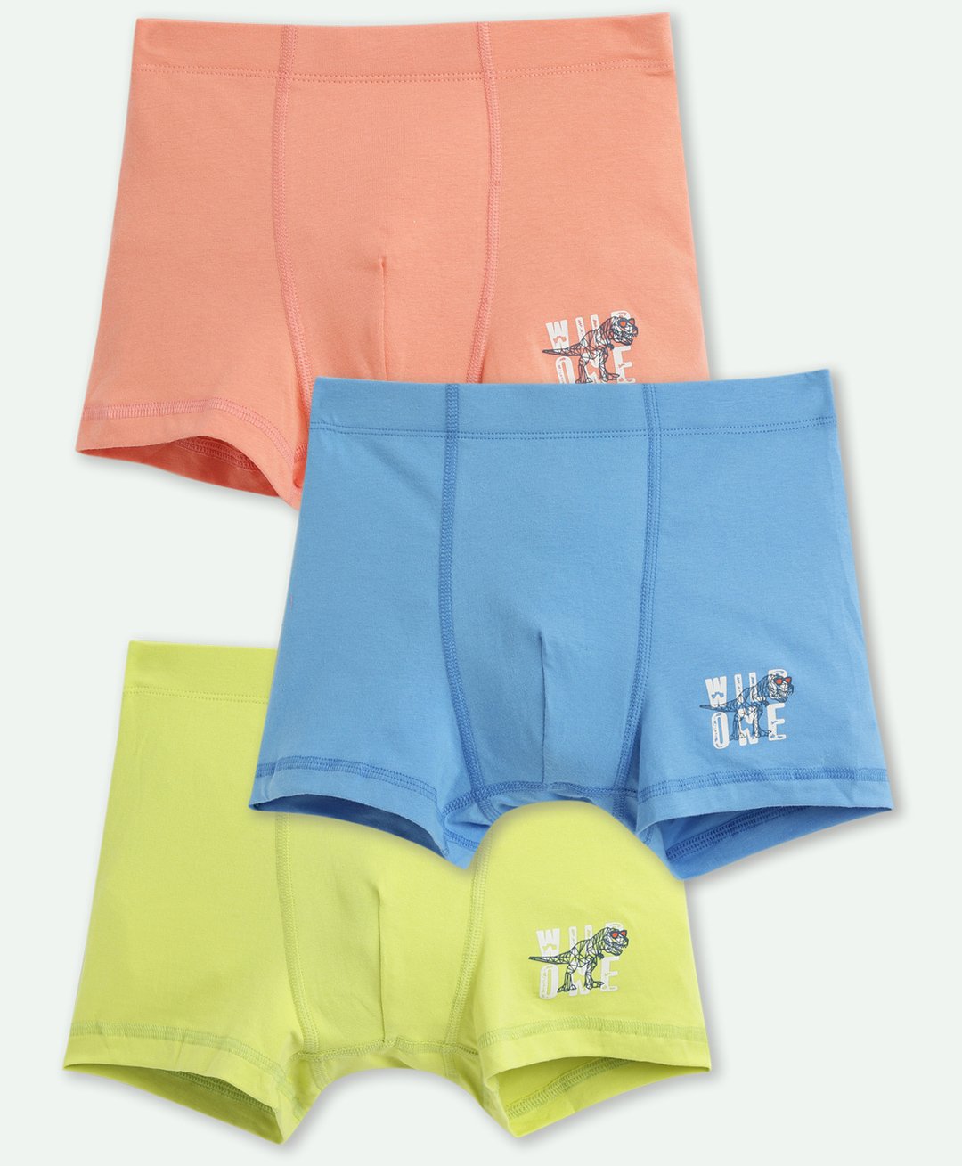 Mackly Set Of 3 Wild One Dino Printed Boxer Briefs - Peach Blue & Green-picture-35