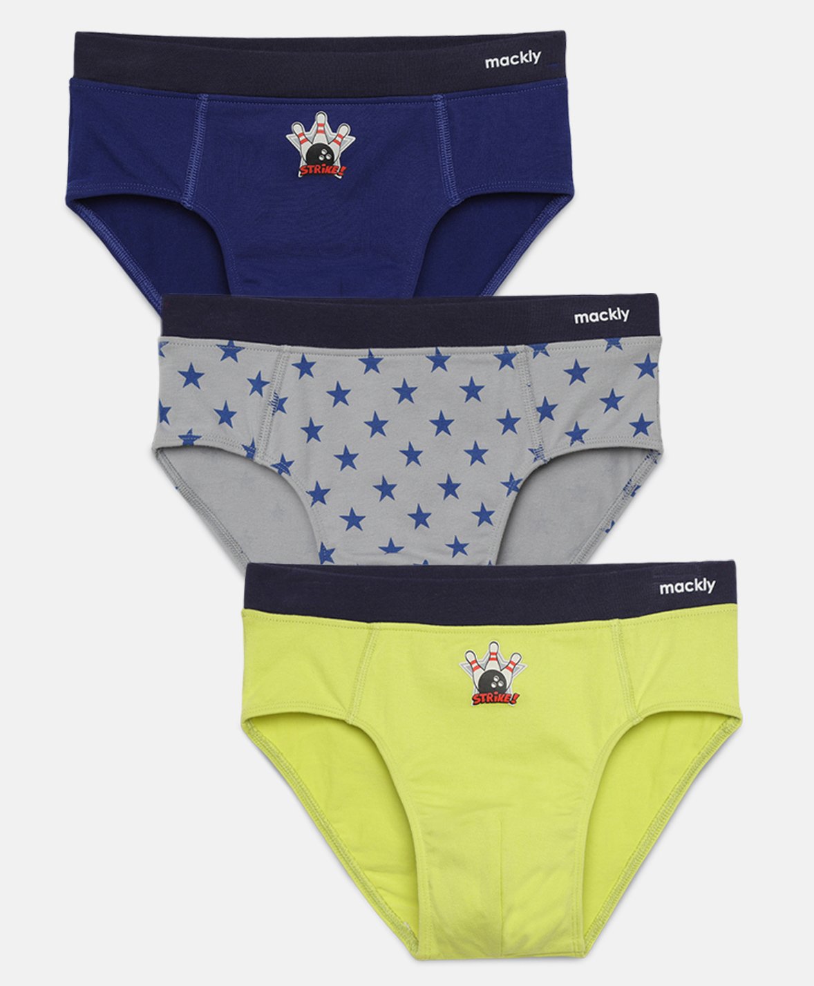 Mackly Set Of 3 Star Printed Briefs - Green Grey & Blue-picture-49