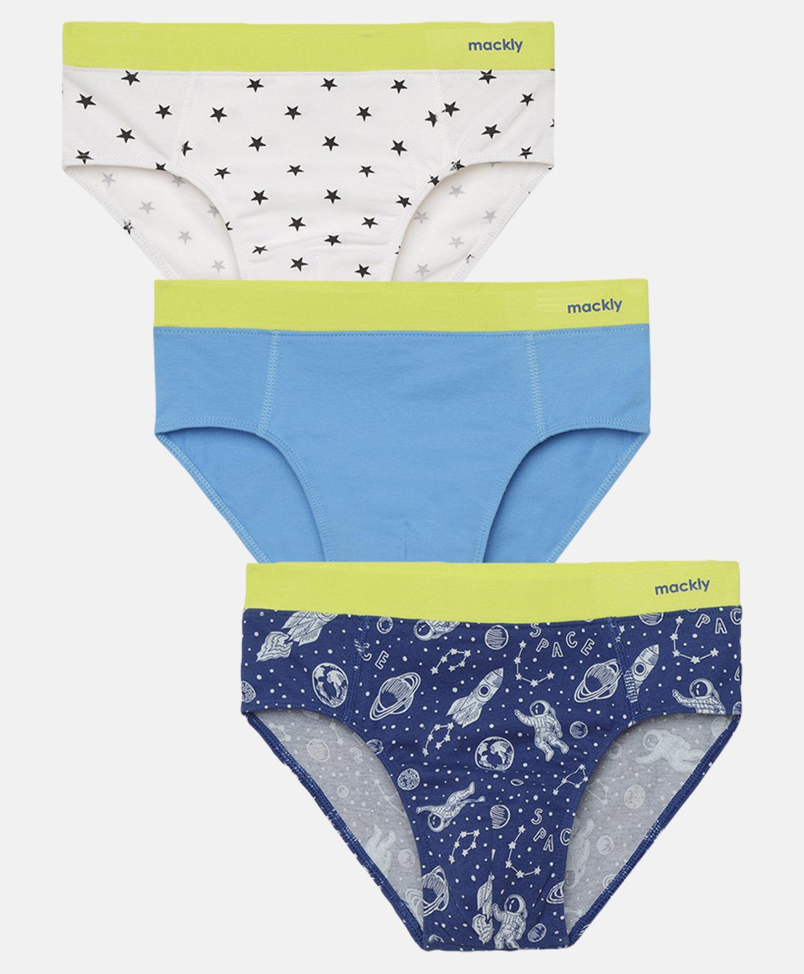 Mackly Set Of 3 Star & Planets Printed Briefs - Blue & White-picture-12