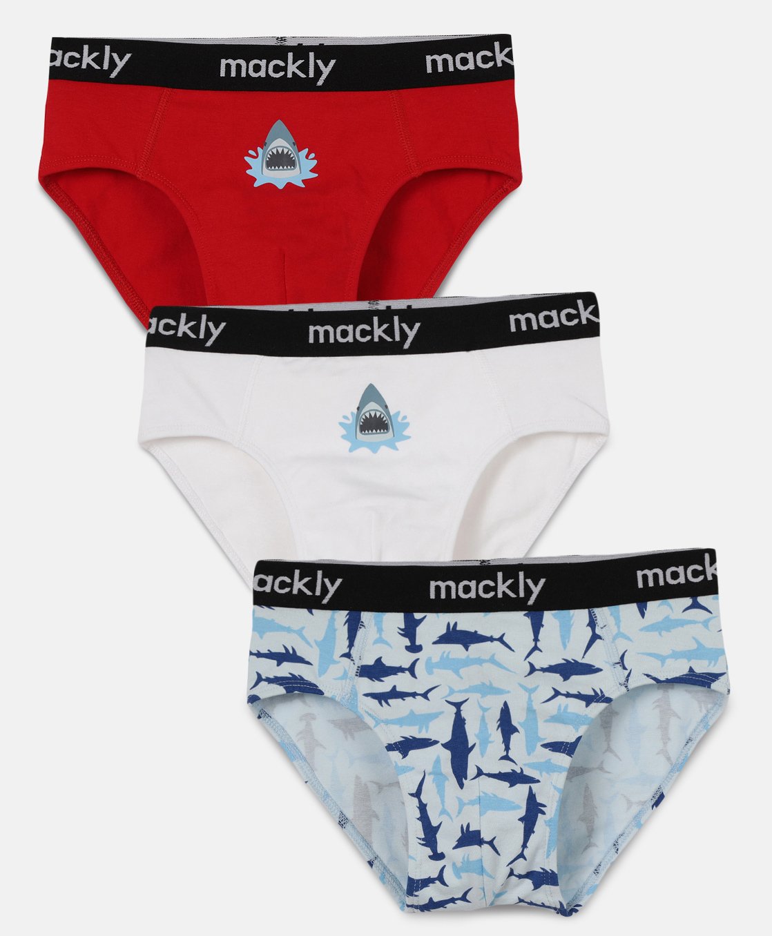 Mackly Pack Of 3 Shark Printed Briefs - White & Red-picture-19