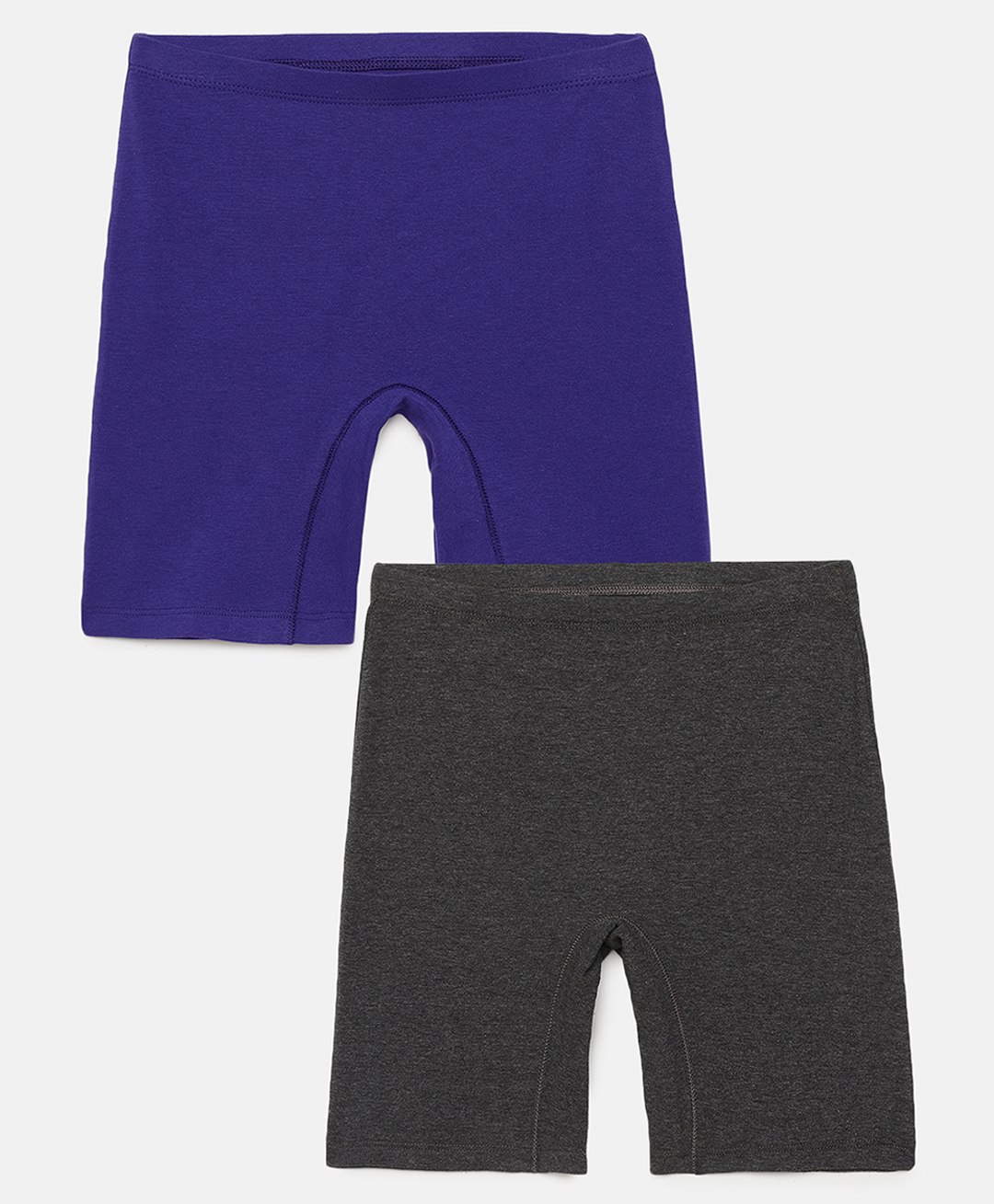 Mackly Pack Of 2 Solid Shorts - Navy Blue & Charcoal Melange-image-48