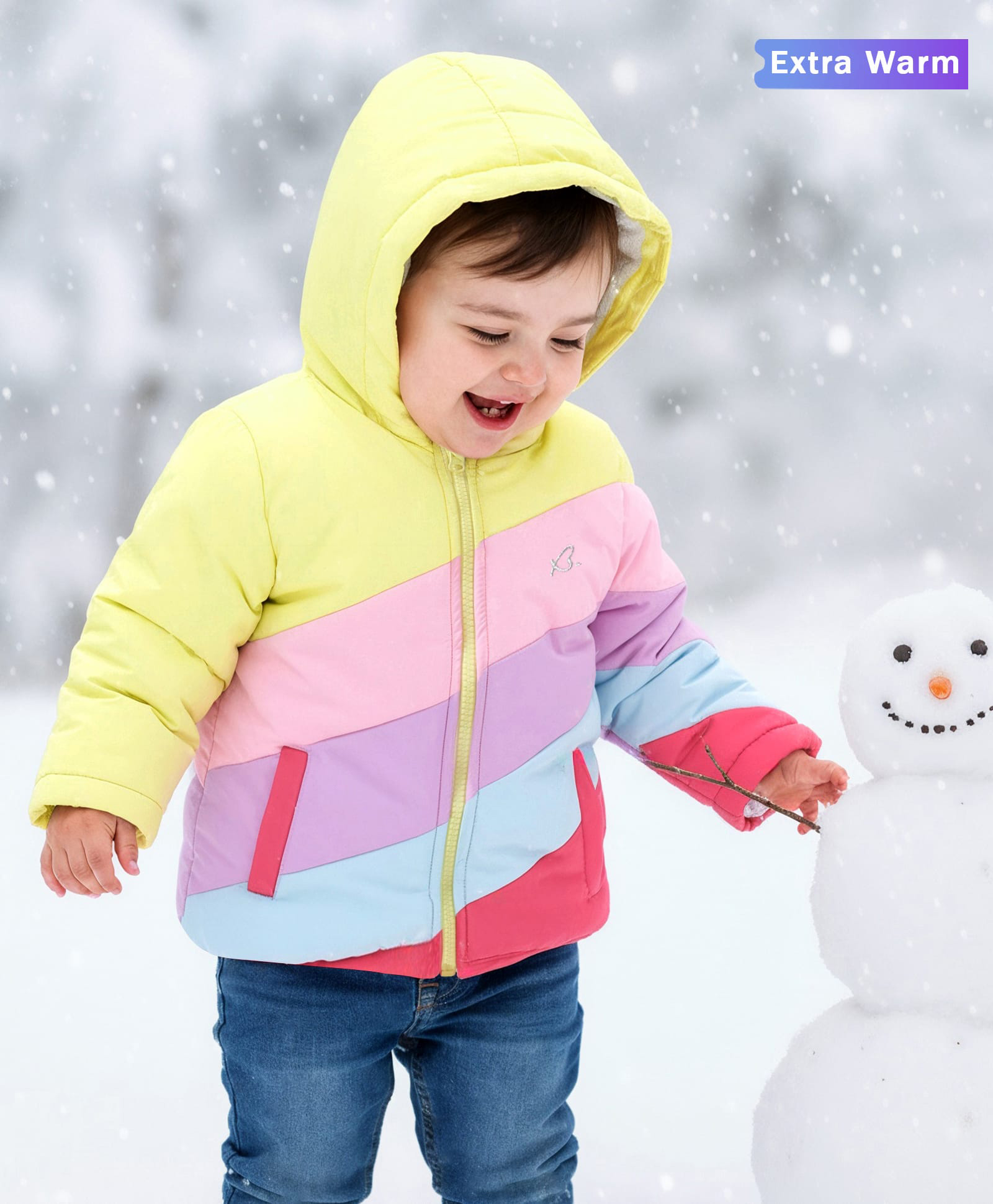 Babyoye Inner Body and Hood Sherpa Lined Full Sleeves Detachable Hood Solid Color Sweat Jacket - Pink Yellow & Blue-picture-27