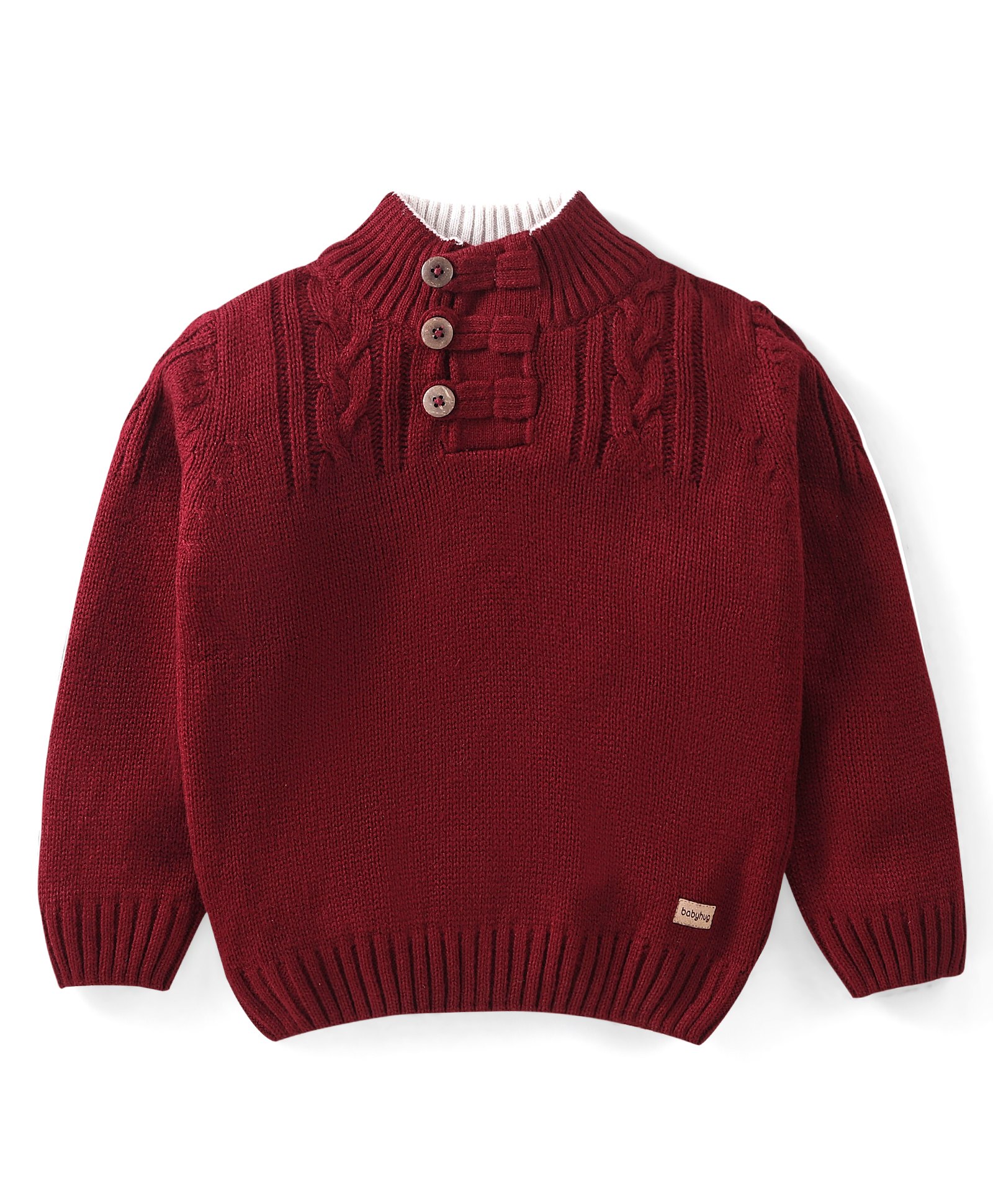 Babyhug 100% Acrylic Knit Full Sleeves Sweater With Cable Knit Design - Maroon-picture-31