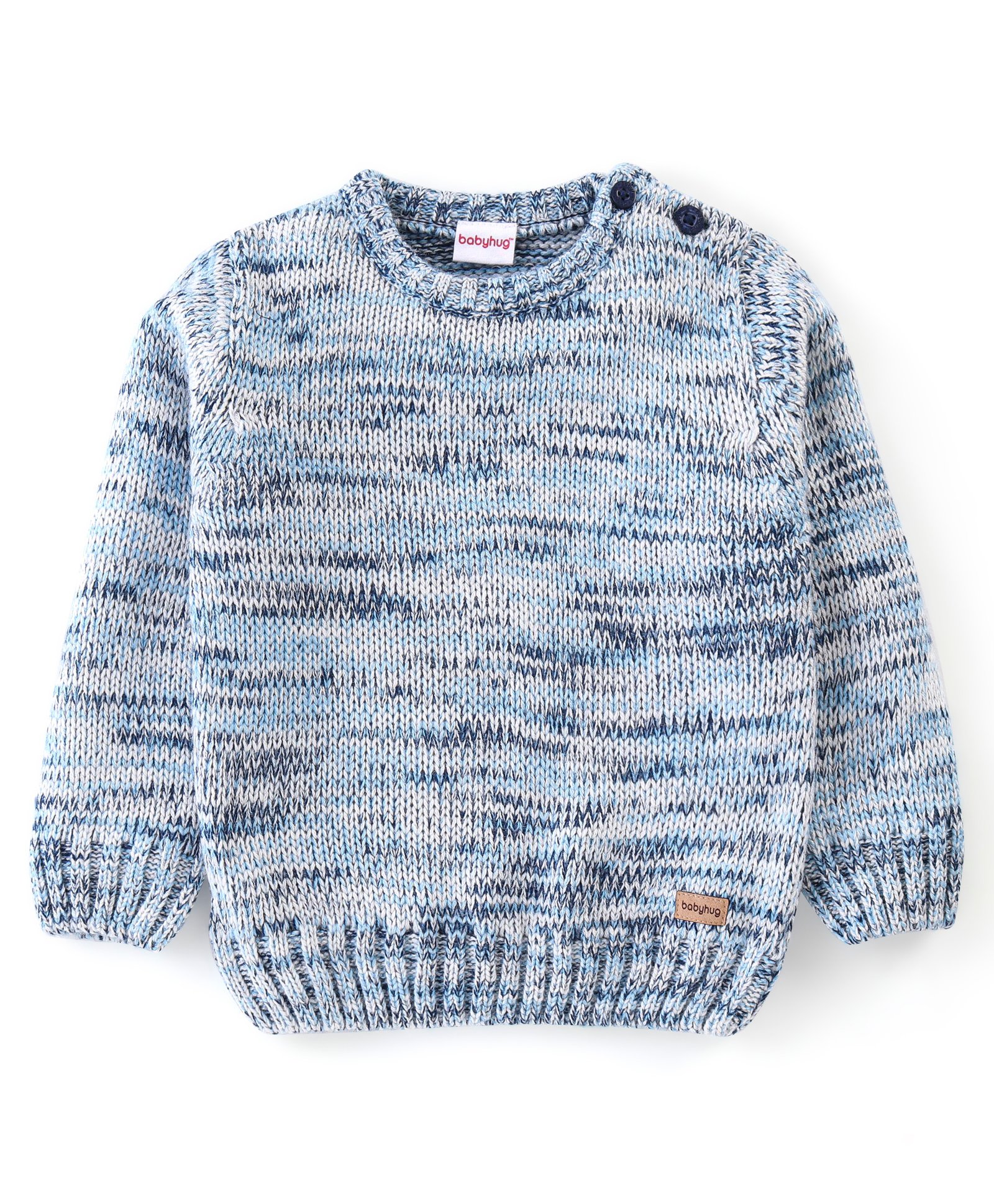 Babyhug 100% Acrylic Full Sleeves Sweater - Blue-image-37