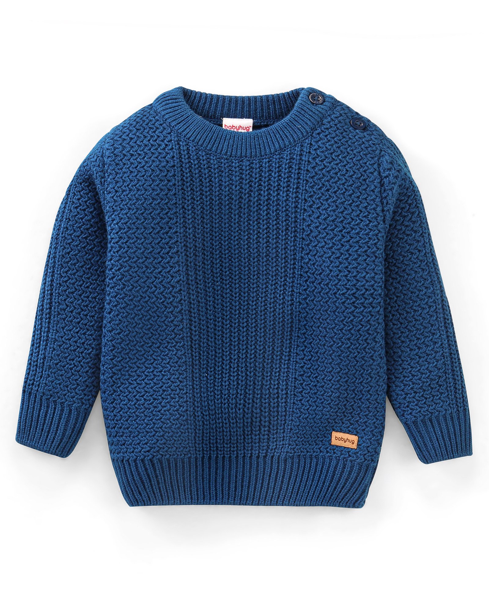 Babyhug 100% Acrylic Knit Full Sleeves Sweater With Cable Knit Design - Blue-picture-32