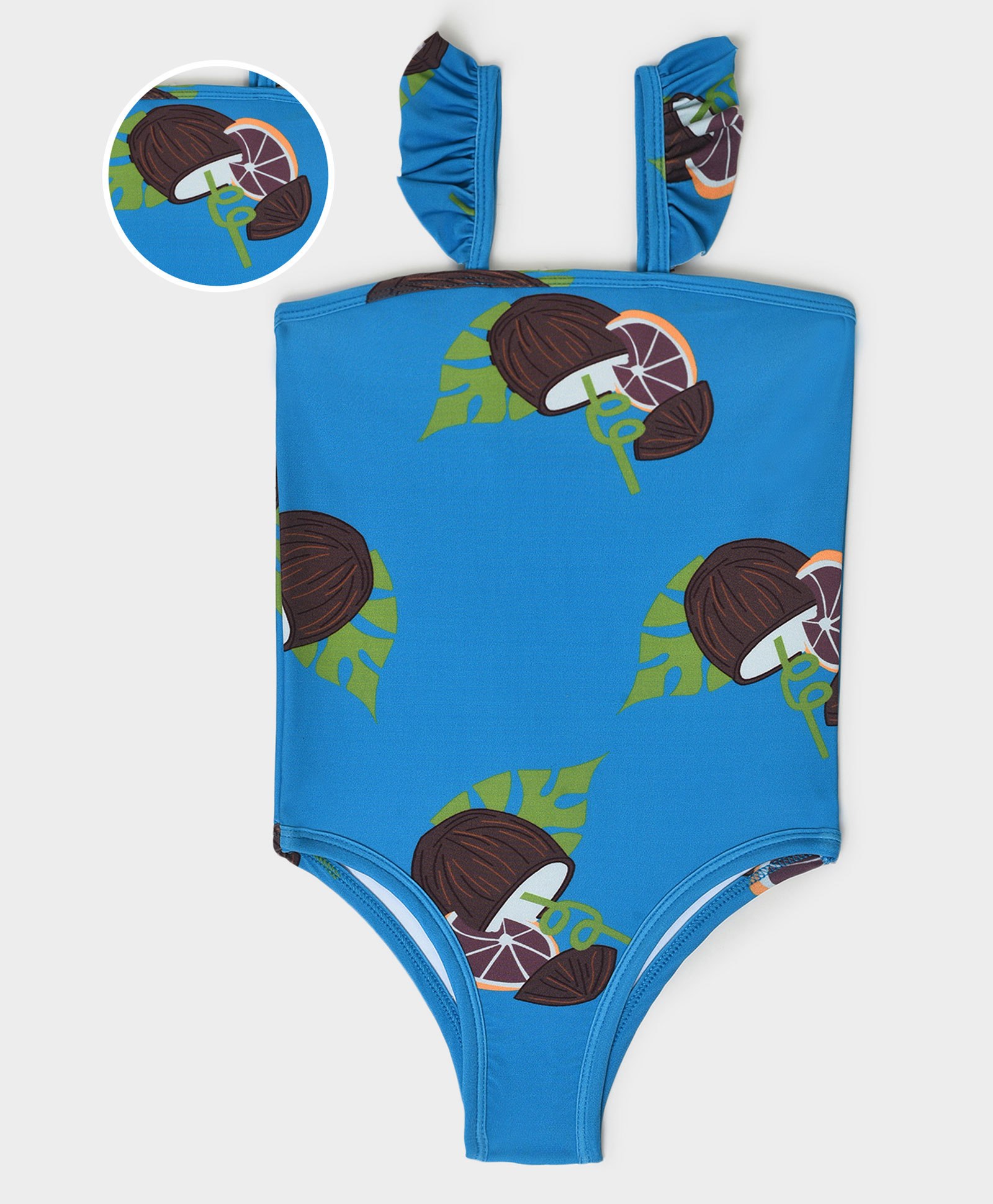 Mi Arcus Baby Girl Sleeveless Coconut Shell Printed V Cut Swimsuit Blue-image-29