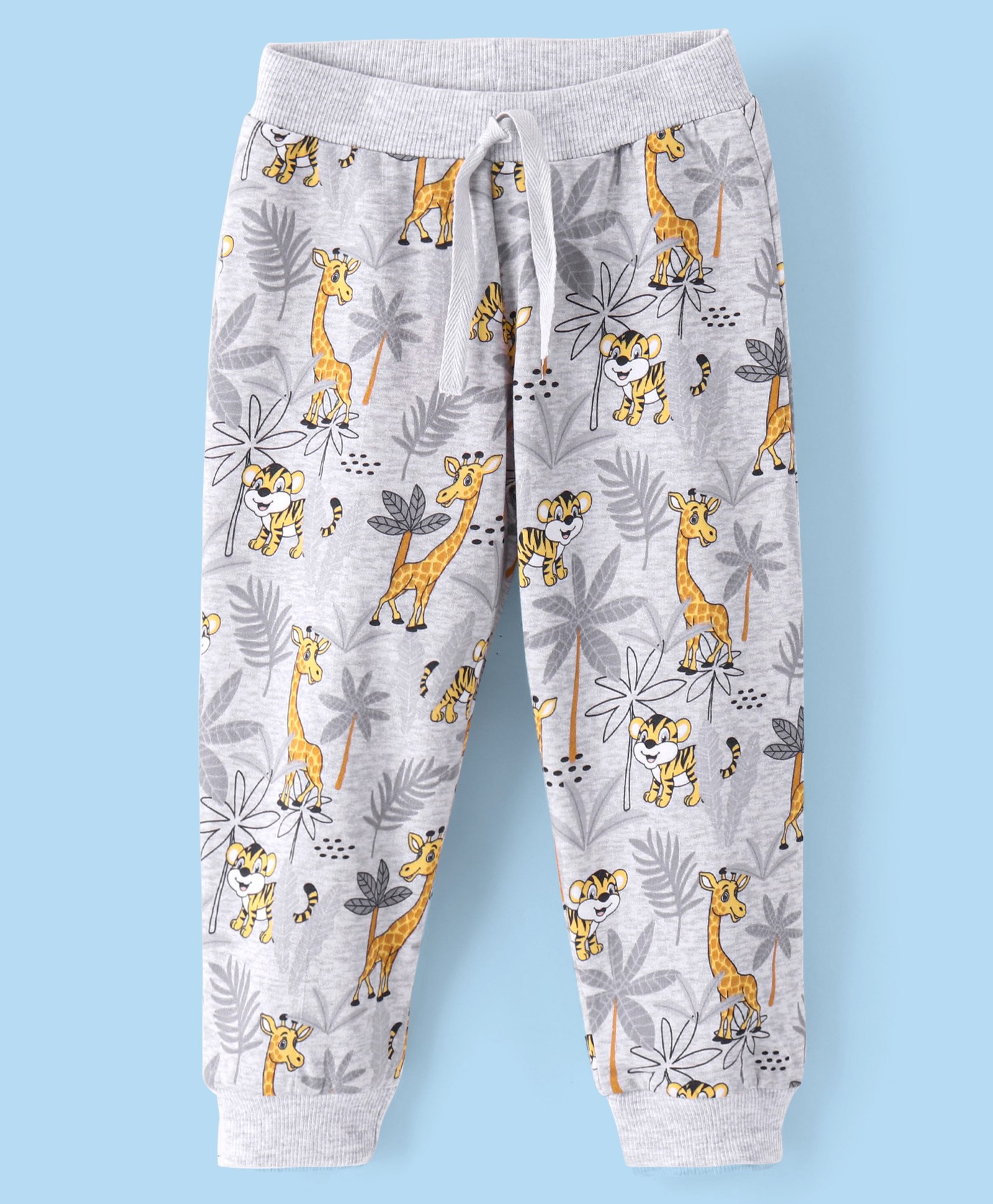 Babyhug Cotton Knit Full Length Lounge Pants Animal Print - Grey-image-40