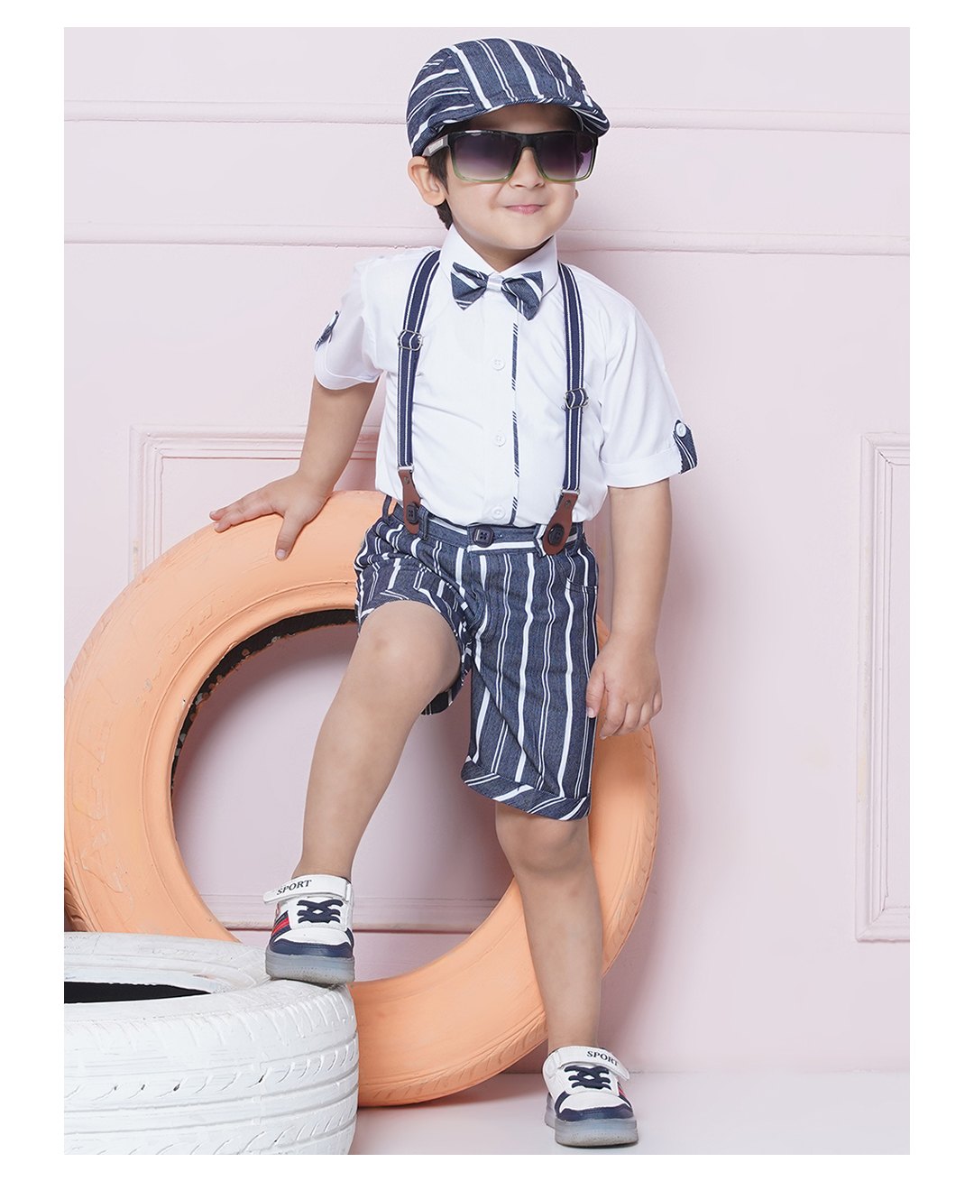 AJ Dezines Half Sleeves Checks 5 Piece Party Set - Blue-picture-20