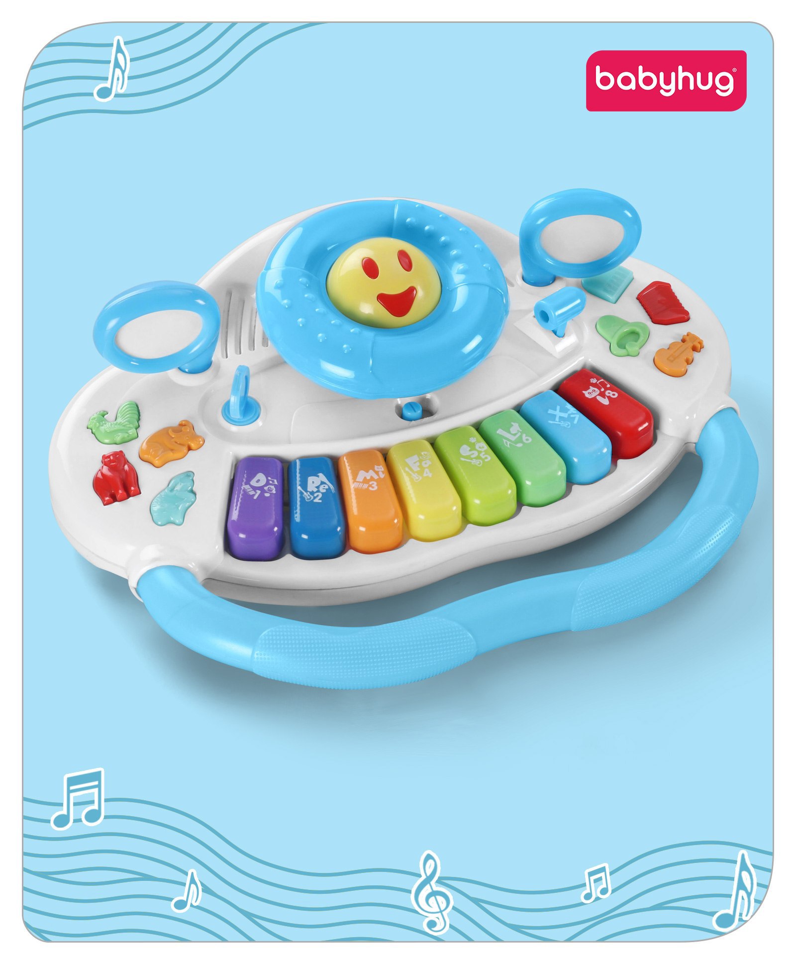 Babyhug Musical Piano With Steering Wheel Lights - Blue| Early Educational Development Musical Toy For Kids| Animal Sounds Instrumental Tunes| Gifting Toy| BIS Certified| 3 Years+-image-16