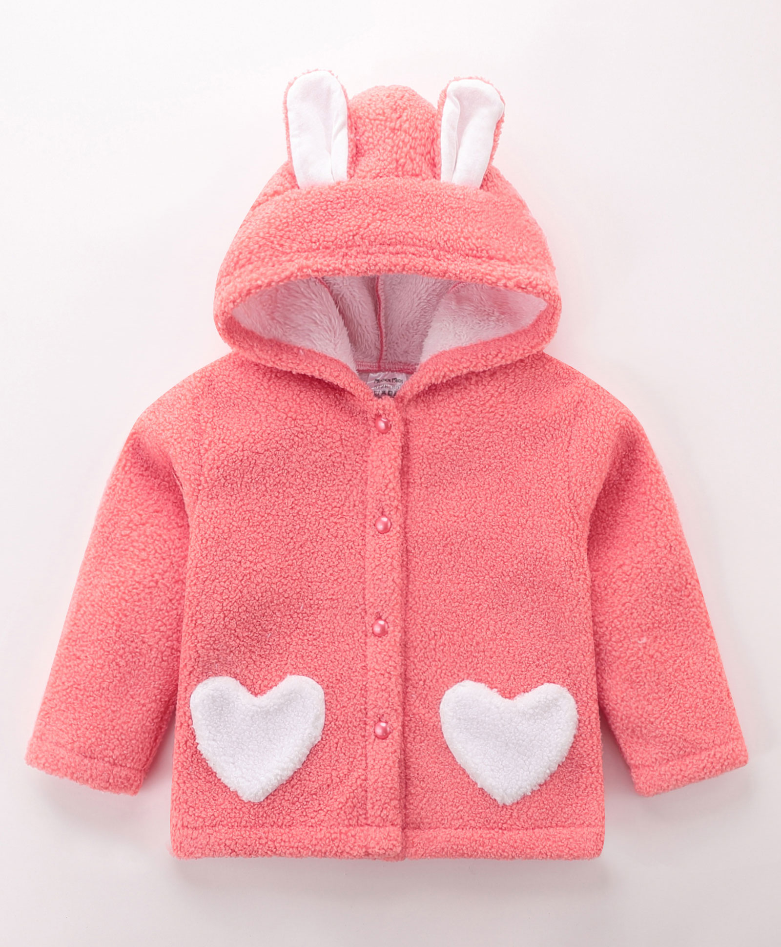 Kookie Kids Hooded Jacket With Bunny Ear & Heart Design - Pink-picture-22