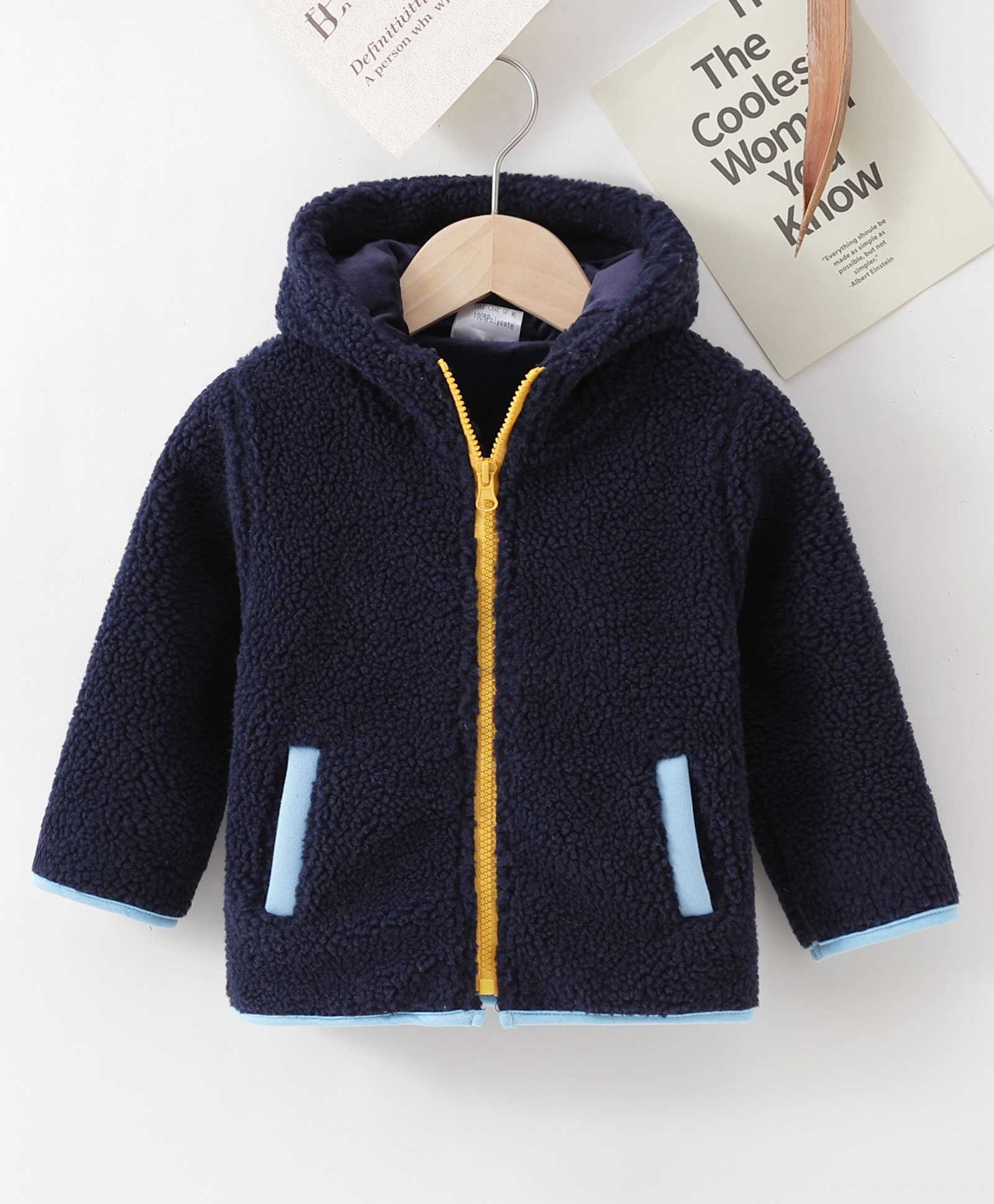 Kookie Kids Full Sleeves Solid Colour Hooded Jacket - Blue-image-39