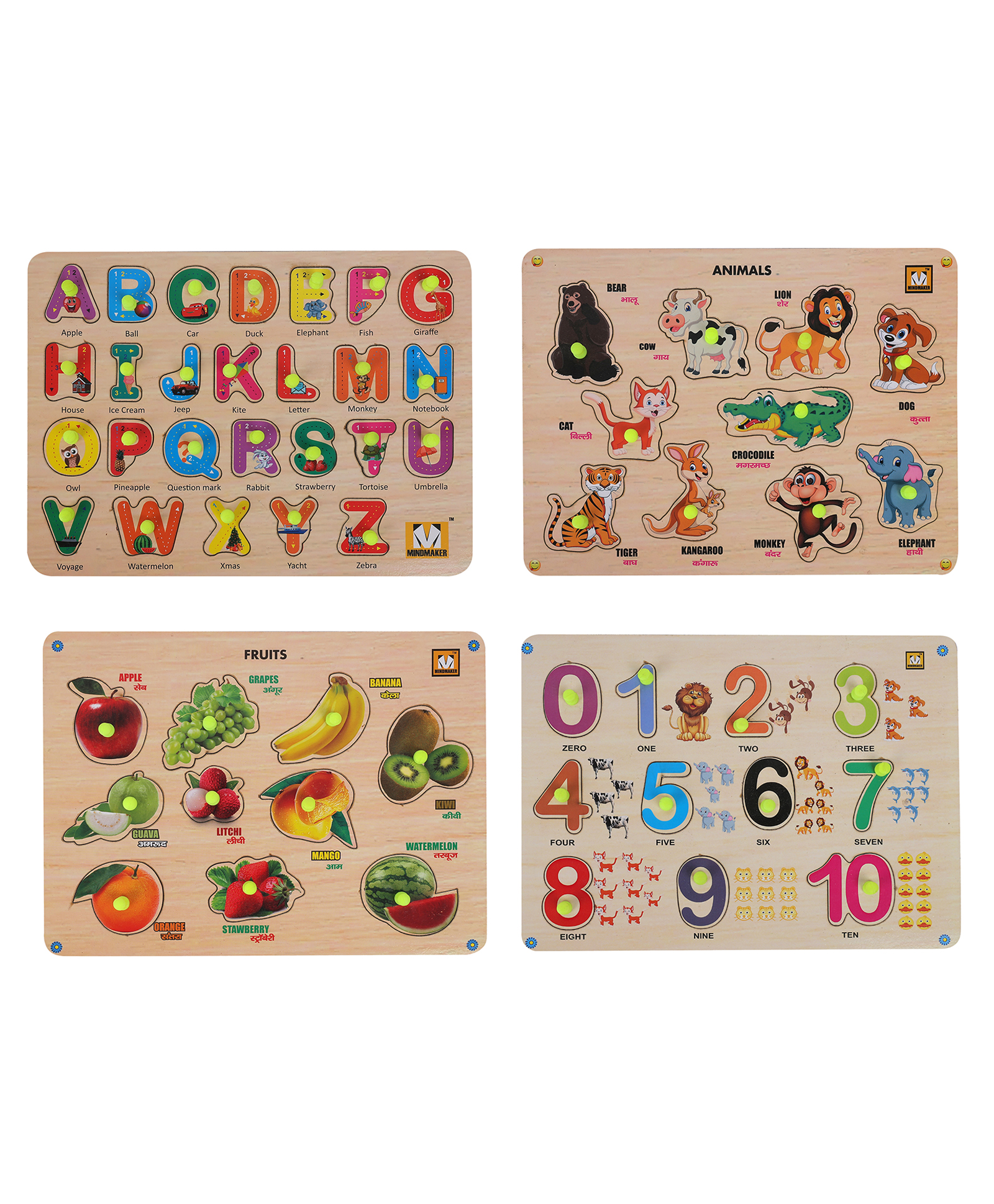 MINDMAKER Wooden Puzzle with Knobs - Multicolour-picture-13