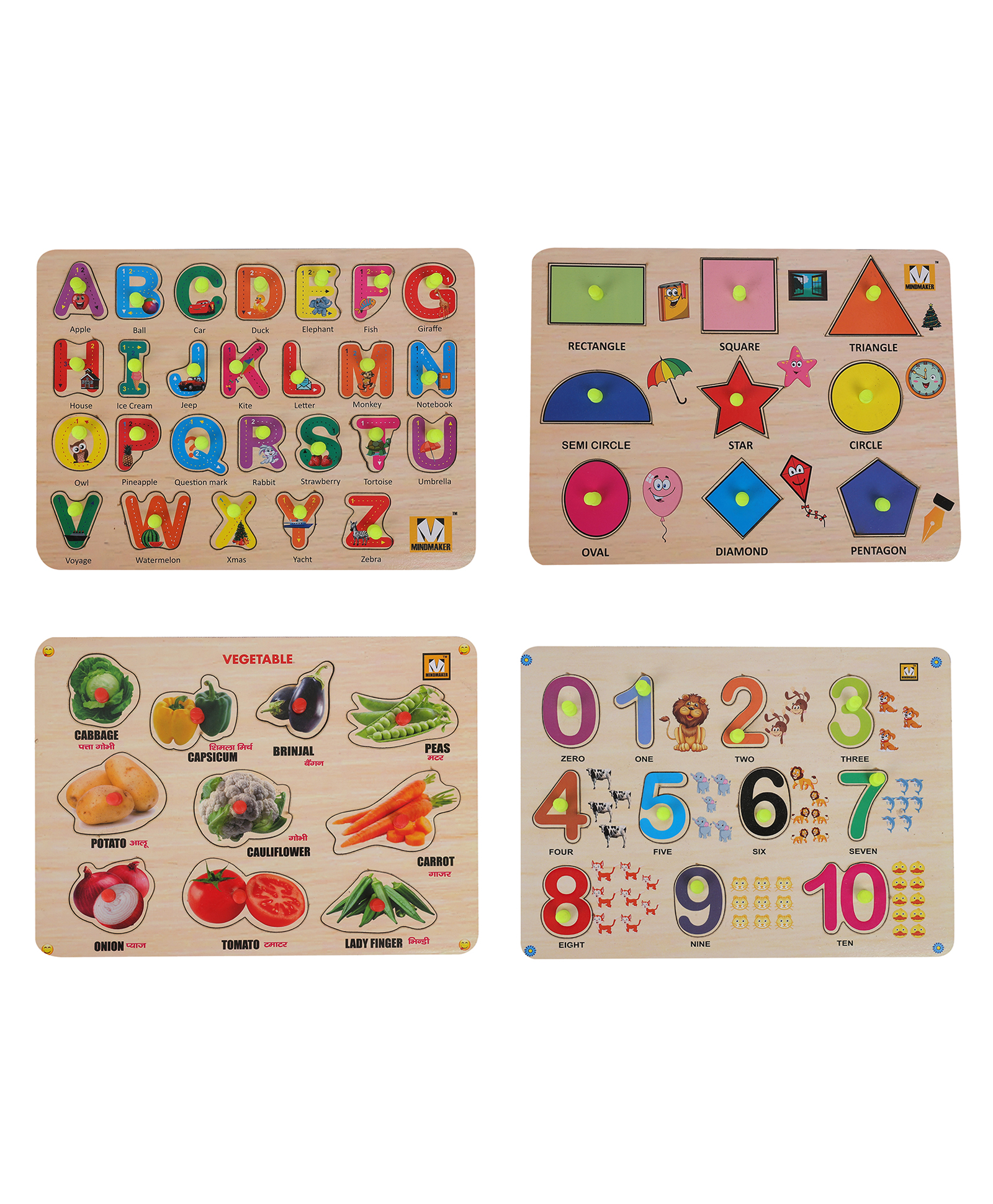 MINDMAKER Wooden Puzzle with Knobs - Multicolour-picture-14