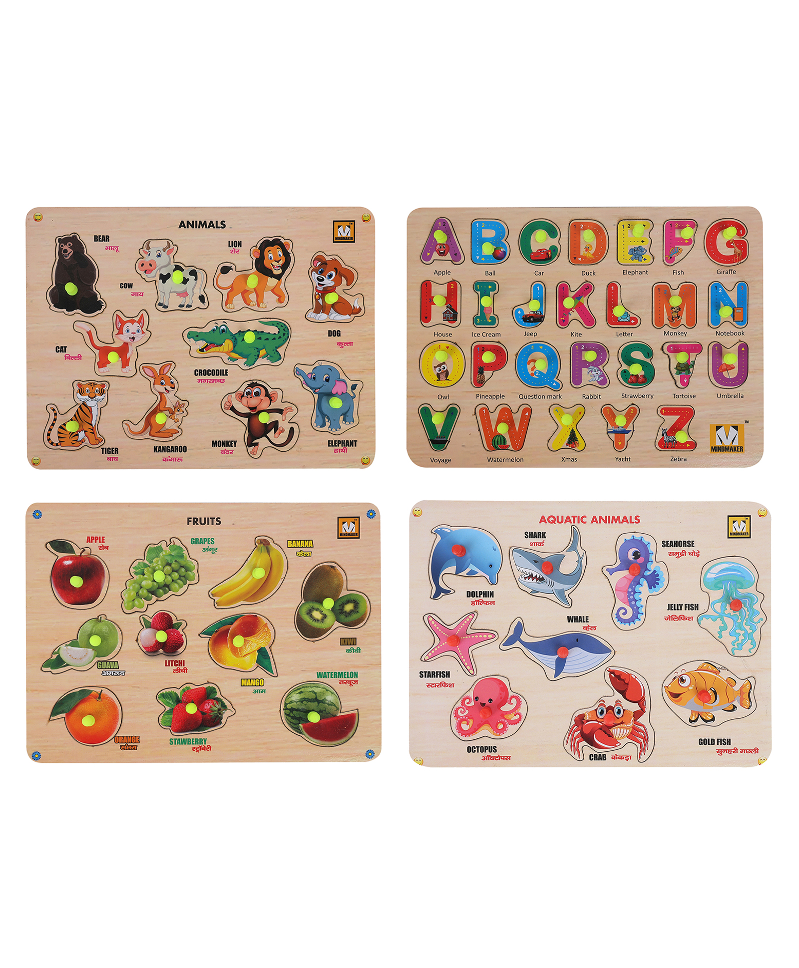 MINDMAKER Wooden Puzzle with Knobs - Multicolour-picture-10