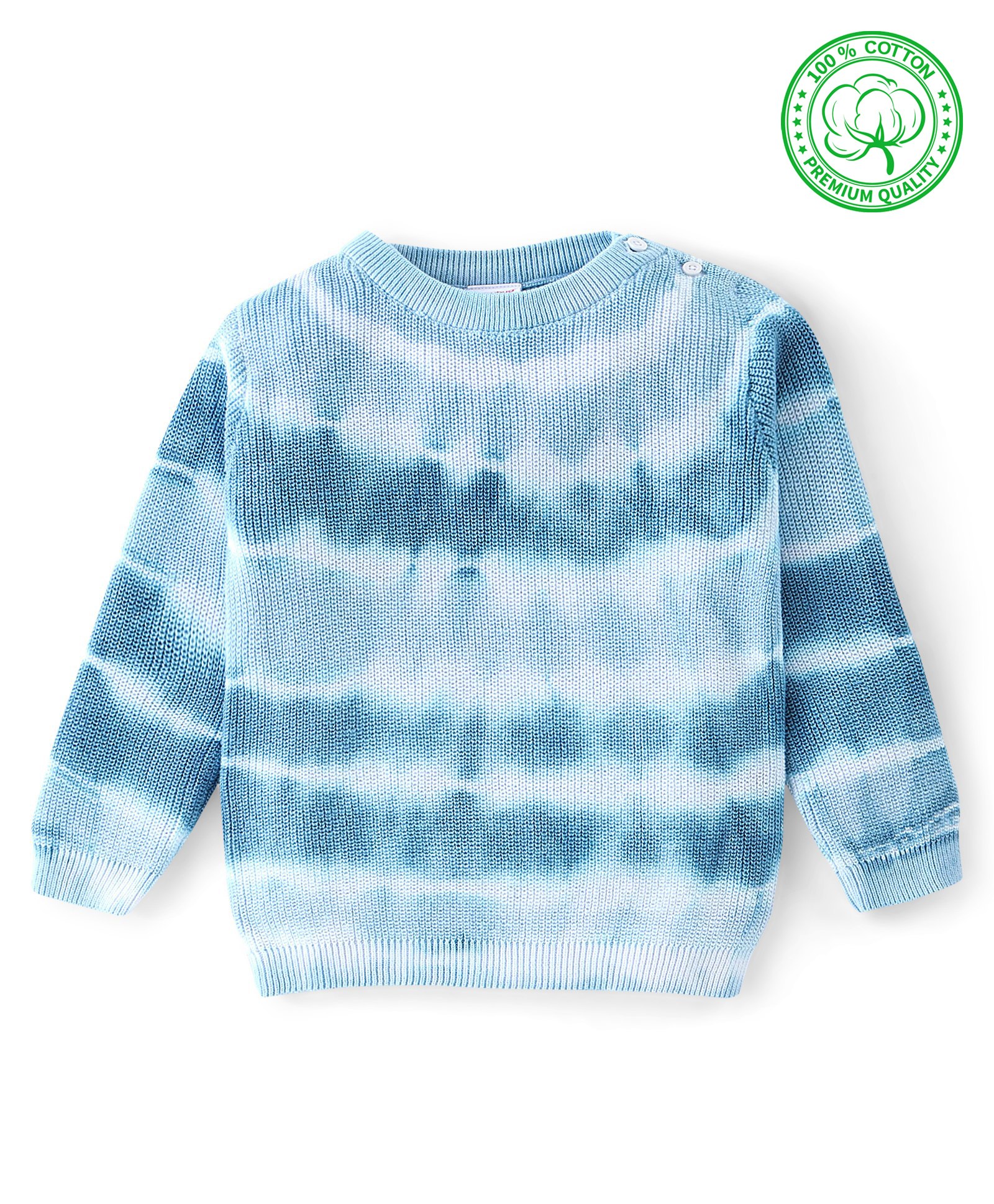 Babyhug Full Sleeves Pullover Sweater Tie Dye Stripes - Blue-picture-27