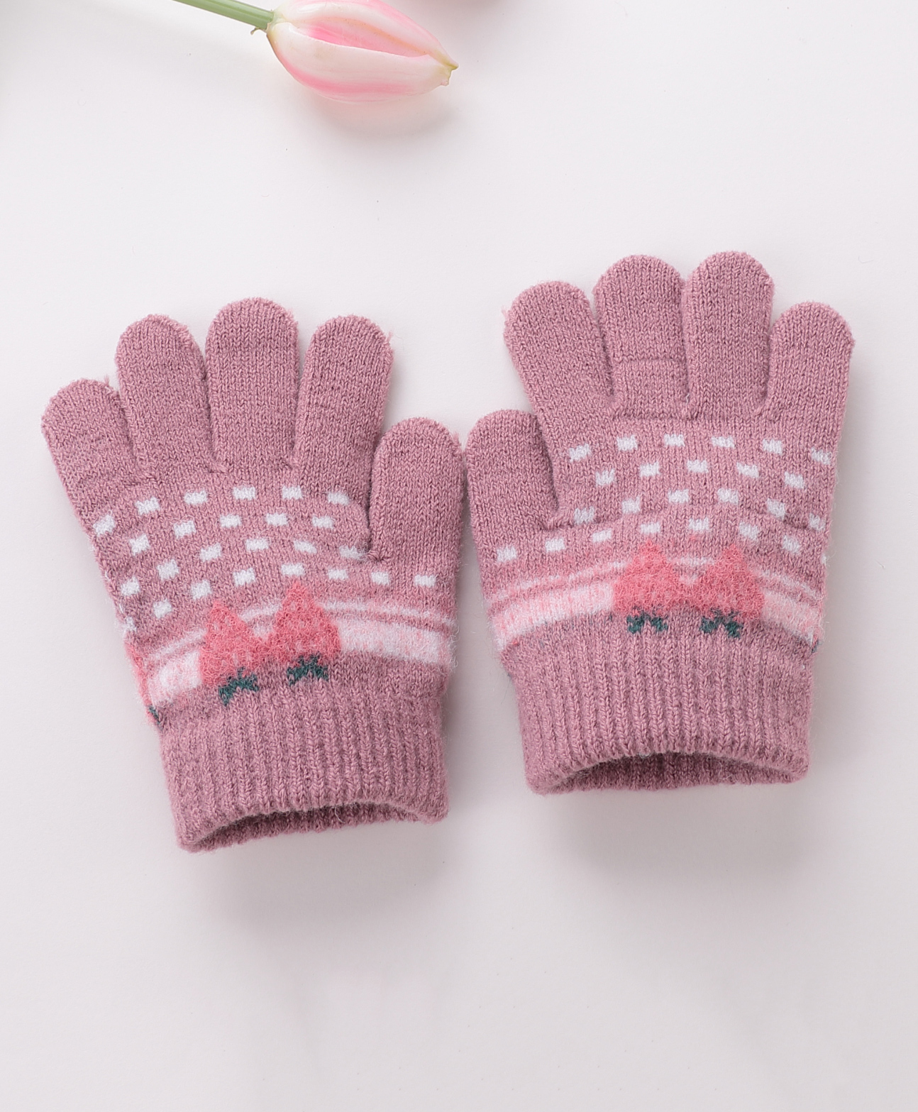 Babyhug Gloves Strawberry Design - Lavender